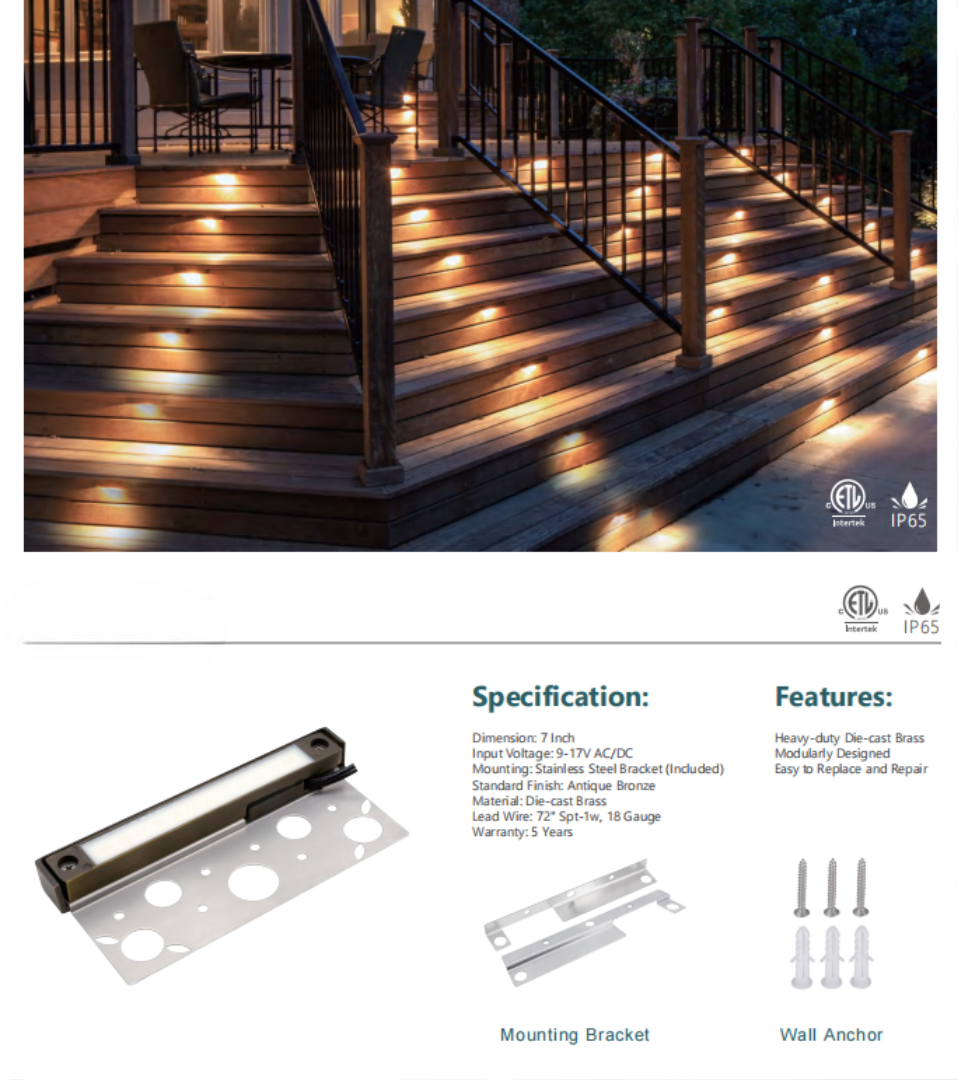 7’’ 3W Landscape Lights Outdoor RGB CCT Tunable Brass Hardscape Paver Fixture hardscape lights