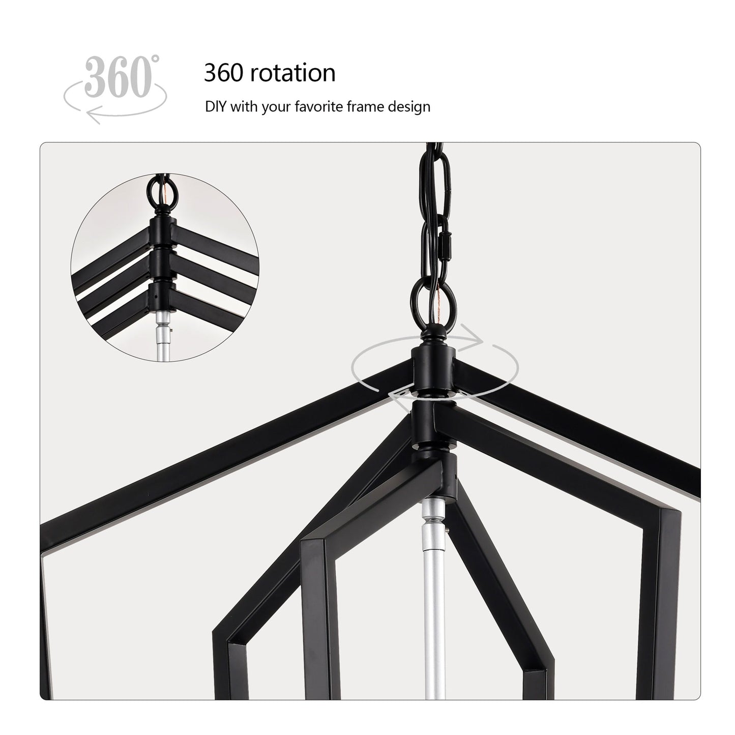 8 Light Farmhouse Kitchen Chandeliers Matte Black And Sliver Vintage Rustic Cage Light Fixture Adjustable Height
