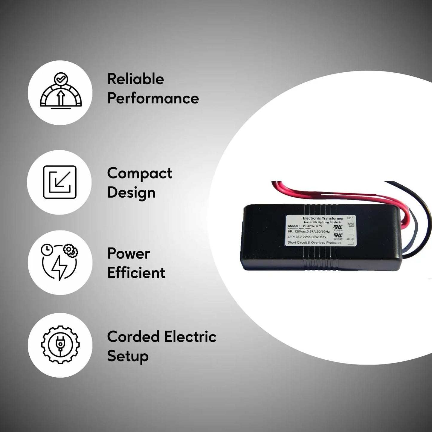80W Halogen Electronic Transformer - 120 Volt / 12 Volt / 80 Watt Max - Transformer