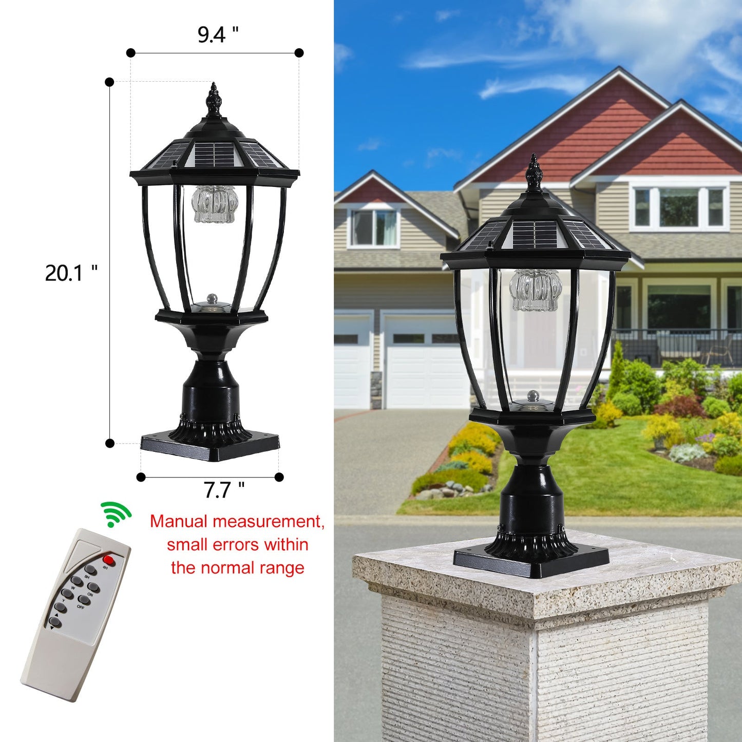Aluminum Solar Lights Lanterns LED 2-Pack for Outdoor Pathways and Gardens - Black - Solar Light