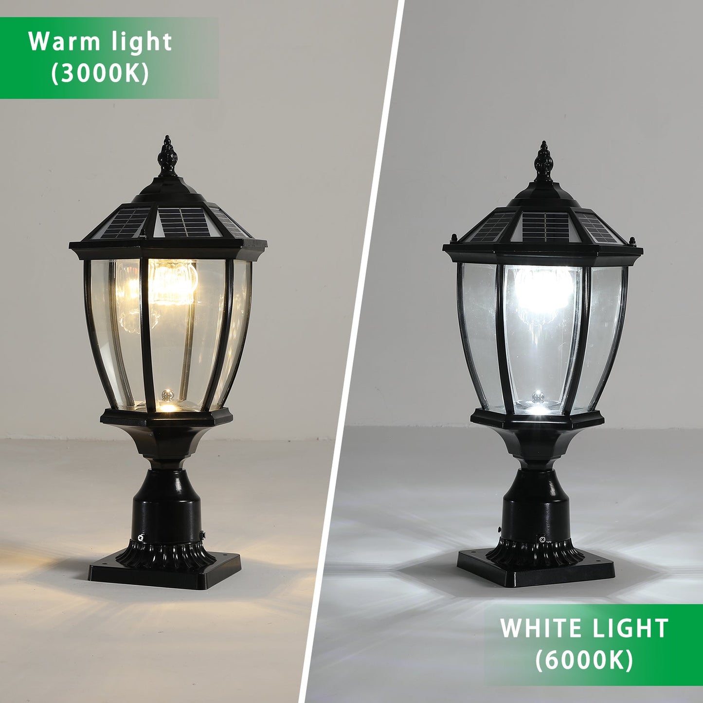 Aluminum Solar Lights Lanterns LED 2-Pack for Outdoor Pathways and Gardens - Black - Solar Light