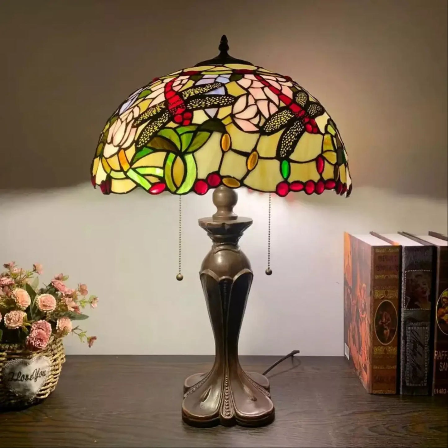 American Tiffany Glass Tabletop Lamp - No Bulb - Table Lamp