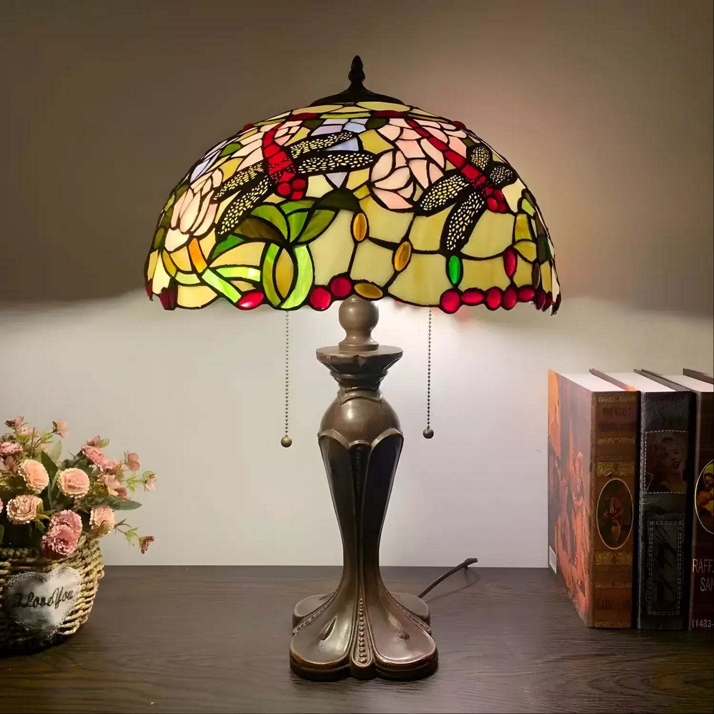 American Tiffany Glass Tabletop Lamp - No Bulb - Table Lamp