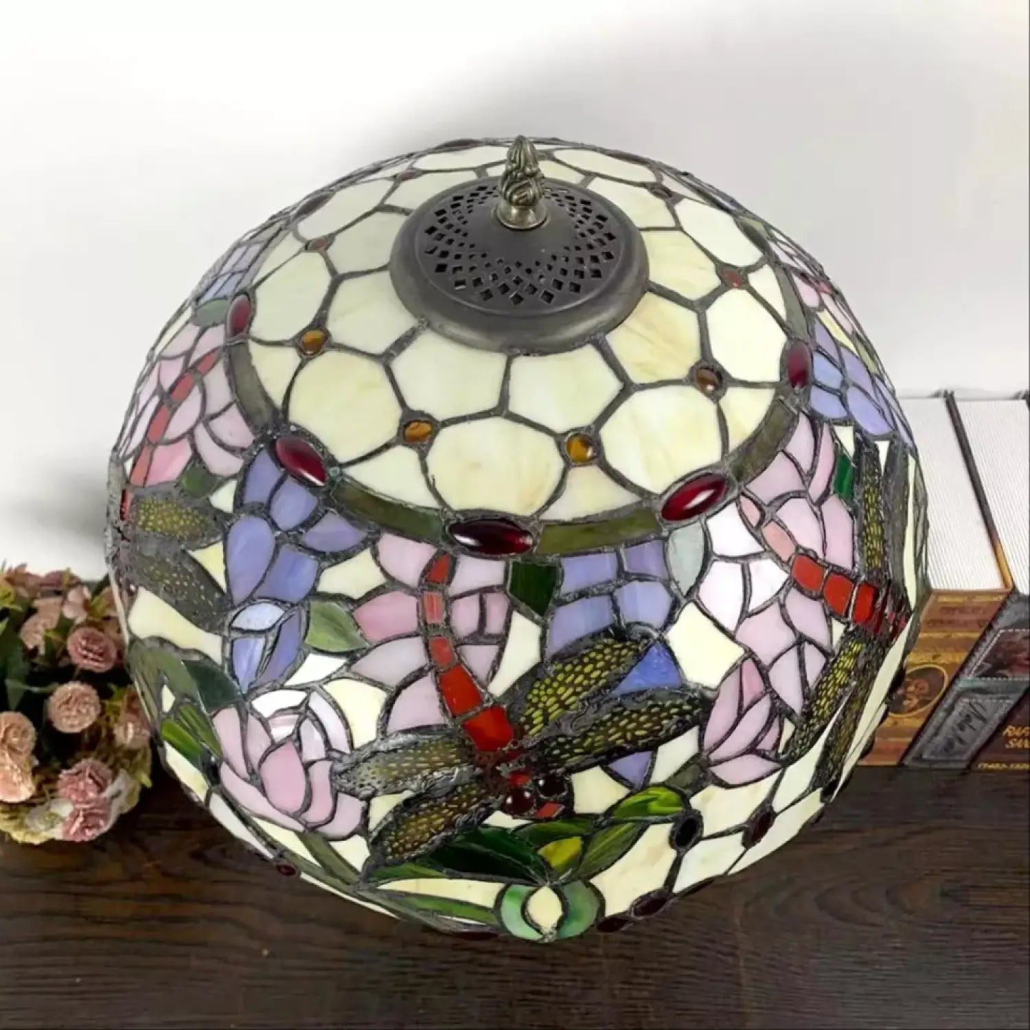 American Tiffany Glass Tabletop Lamp - No Bulb - Table Lamp