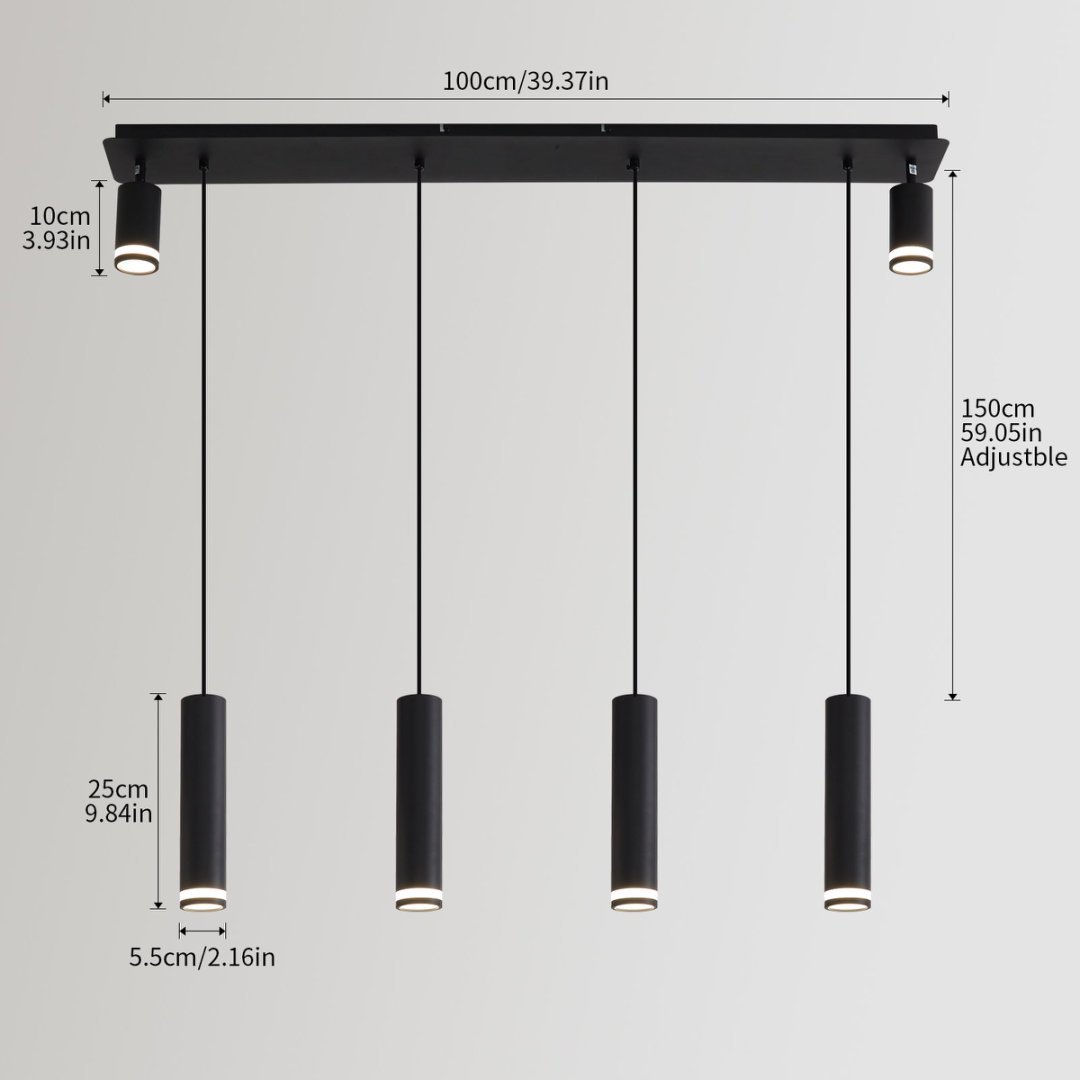 Angelina 6 Light Matte Black Kitchen Island Pendant No Bulb Black 12V Hanging Light