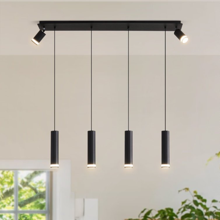 Angelina 6 Light Matte Black Kitchen Island Pendant No Bulb Black 12V Hanging Light
