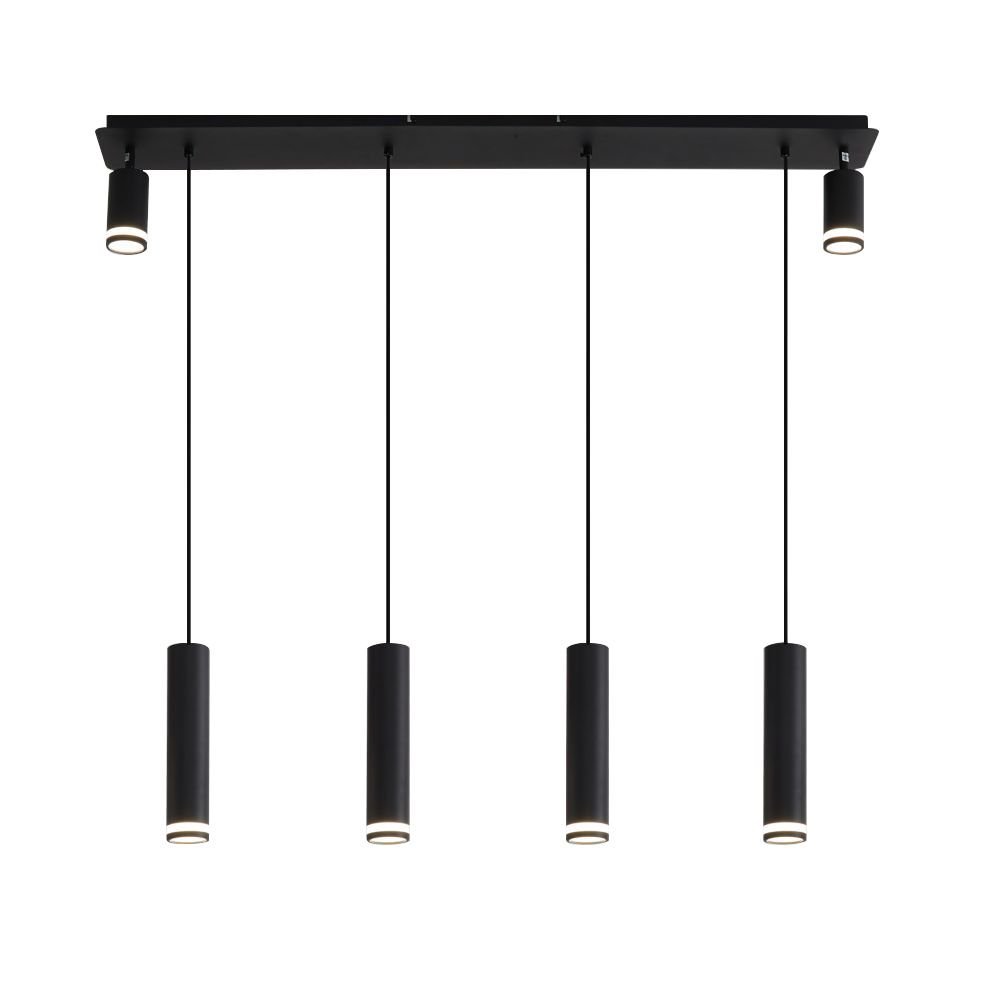Angelina 6 Light Matte Black Kitchen Island Pendant No Bulb Black 12V Hanging Light