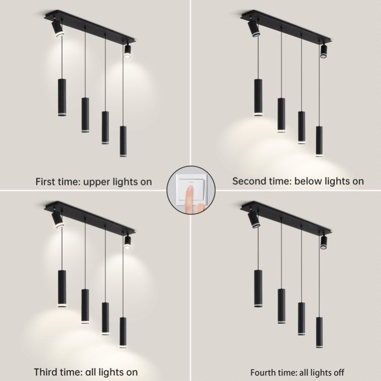 Angelina 6 Light Matte Black Kitchen Island Pendant No Bulb Black 12V Hanging Light