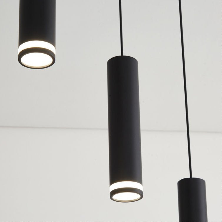 Angelina 6 Light Matte Black Kitchen Island Pendant No Bulb Black 12V Hanging Light