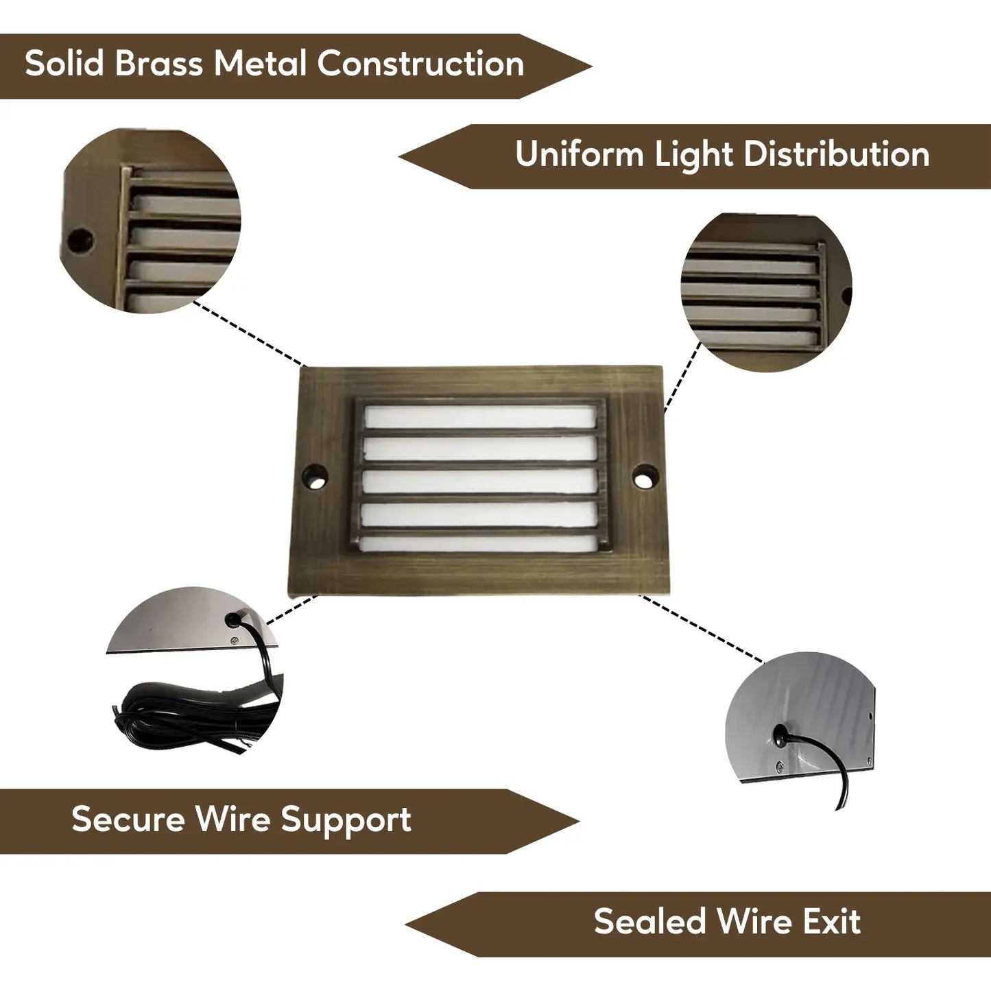 Antique Bronze LED Step Light Fixture | Brass Construction | Low Voltage - Oil Rubbed Bronze - Step Light