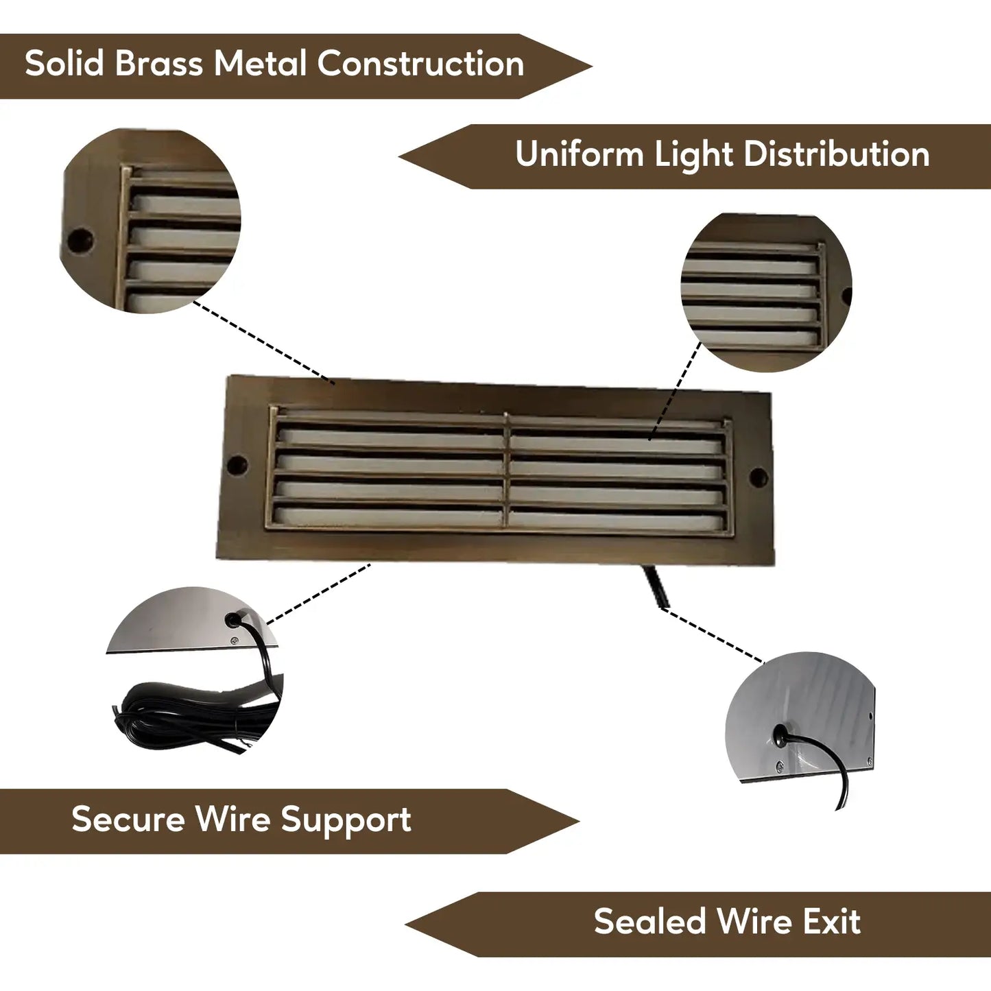 Antique Bronze LED Step Light Fixture | Brass Construction | Low Voltage - Oil Rubbed Bronze - Step Light