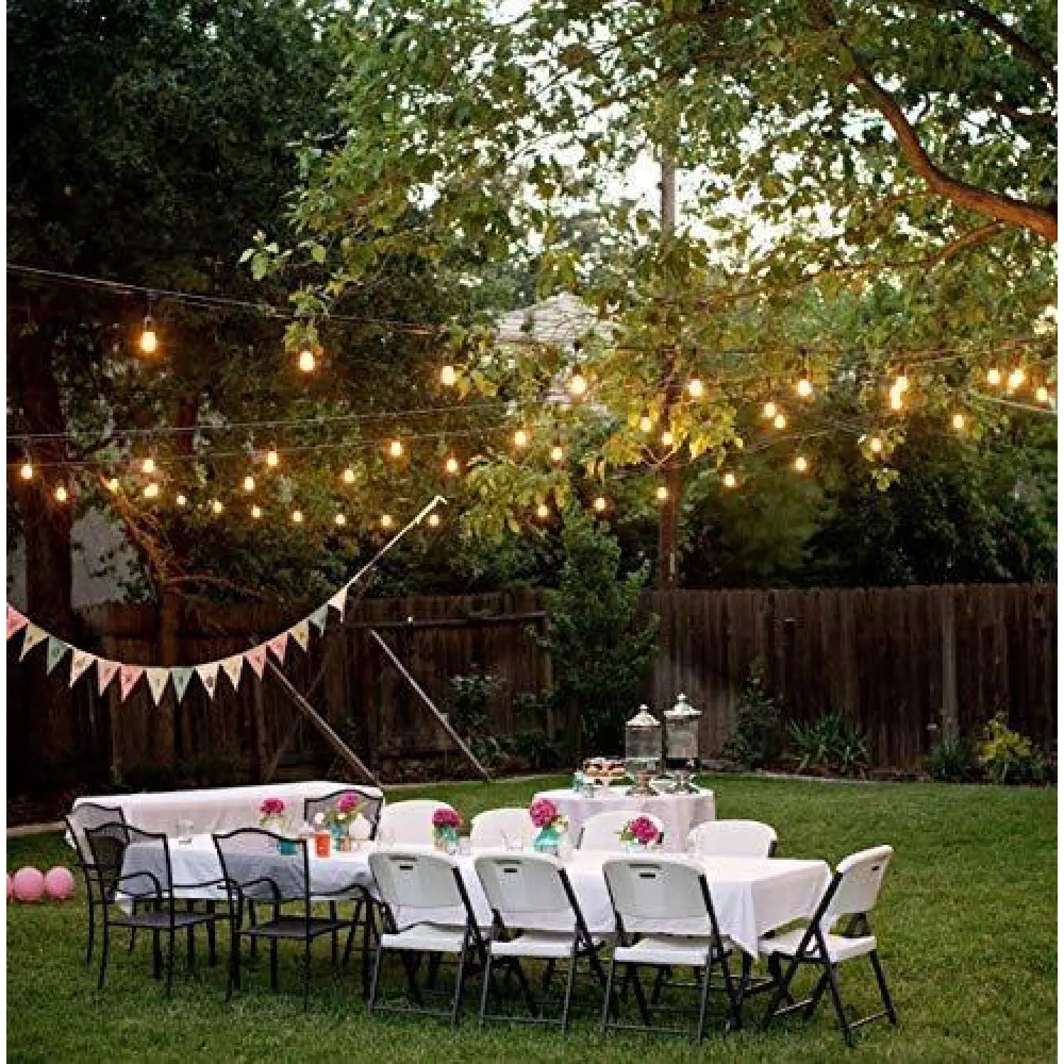Backyard String Lights with Solar LED feature for Cozy Outdoor - 12m10 lights - 12V Hanging Light