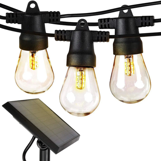 Backyard String Lights with Solar LED feature for Cozy Outdoor - 12m10 lights - 12V Hanging Light