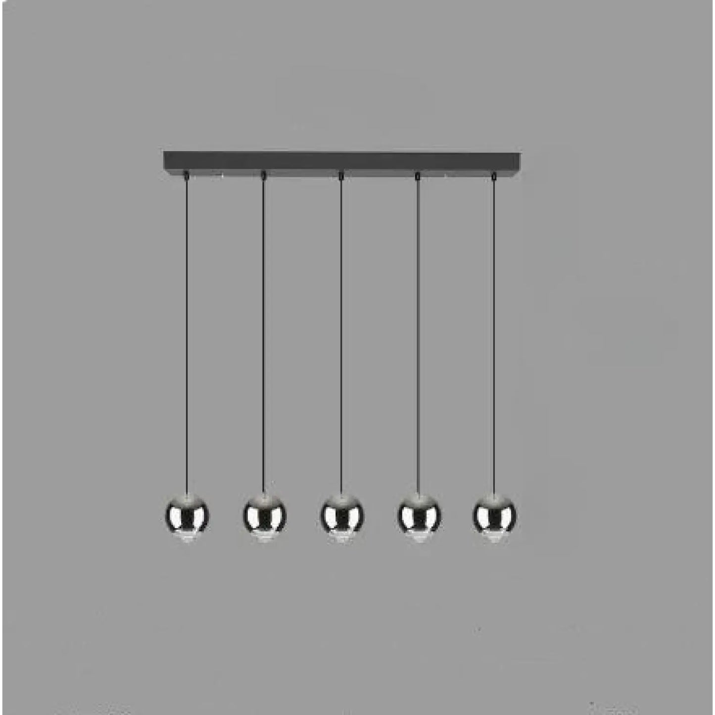 Ball Pendant Light for Living Room with Sleek Modern Design - 5head long black dish - Hanging Light