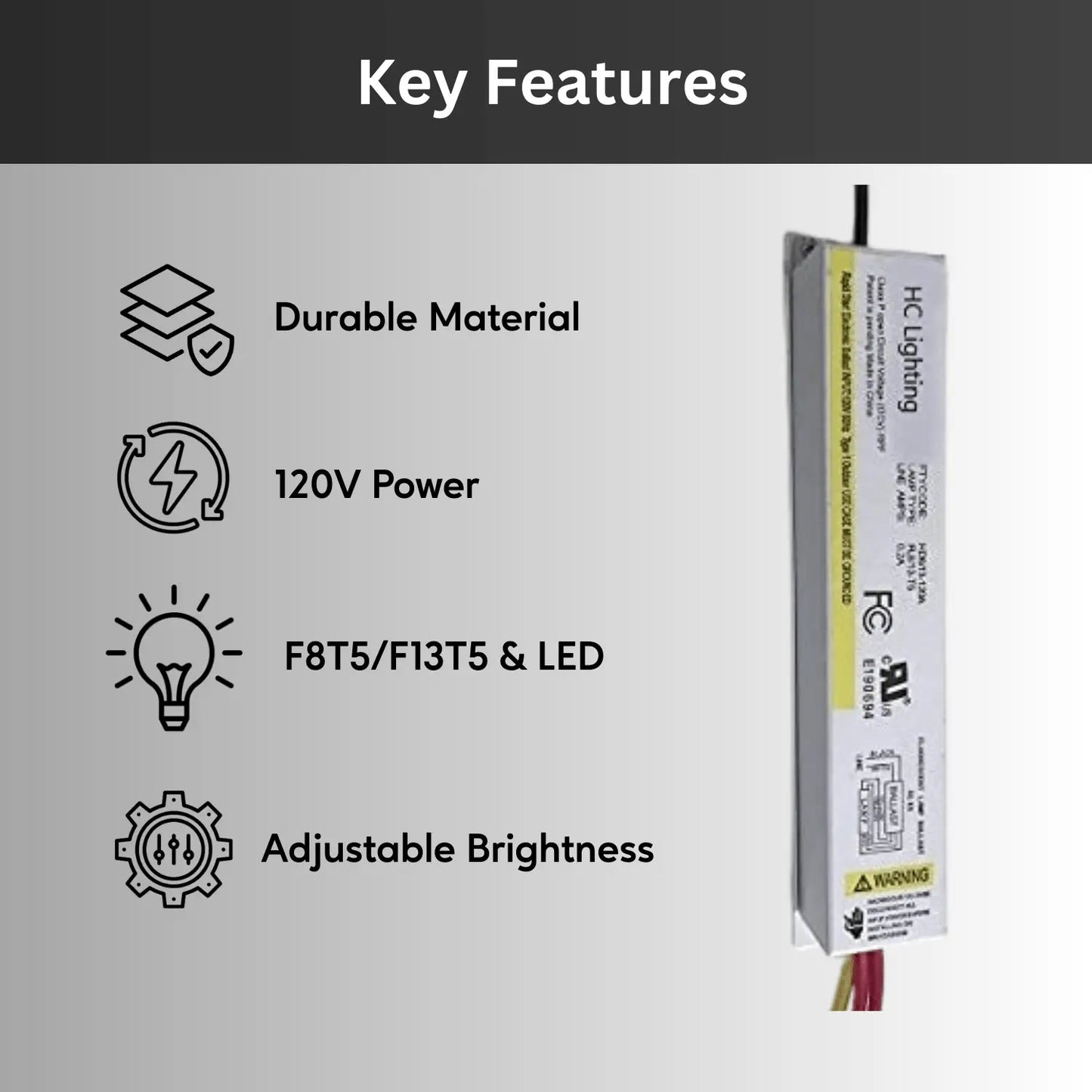 Ballast for Fluorescent Lights 8W or 13W F8T5 or F13T5| 120V Dimmable - Ballast