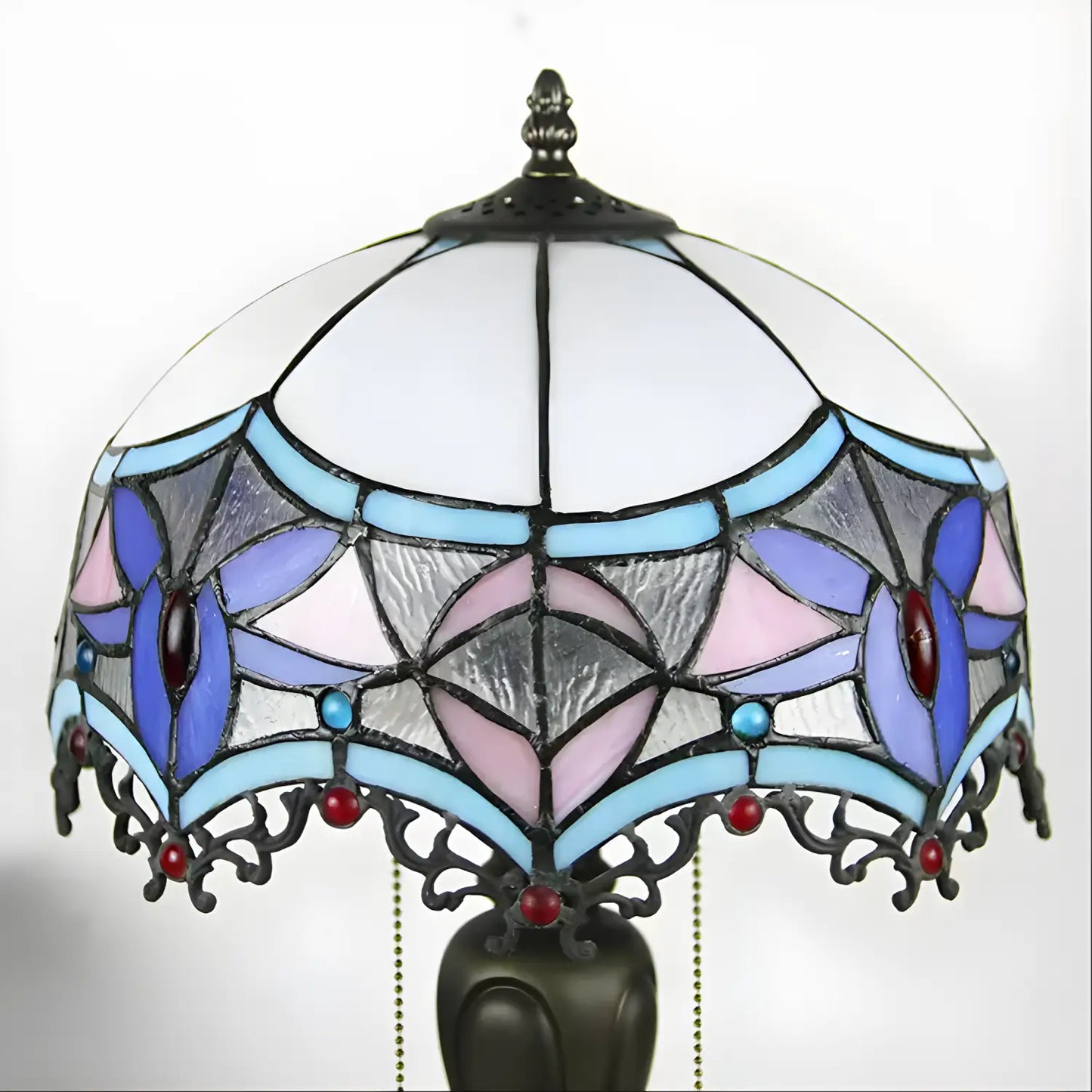Baroque Style Tiffany Glass Tabletop Lamp - No Bulb - Table Lamp
