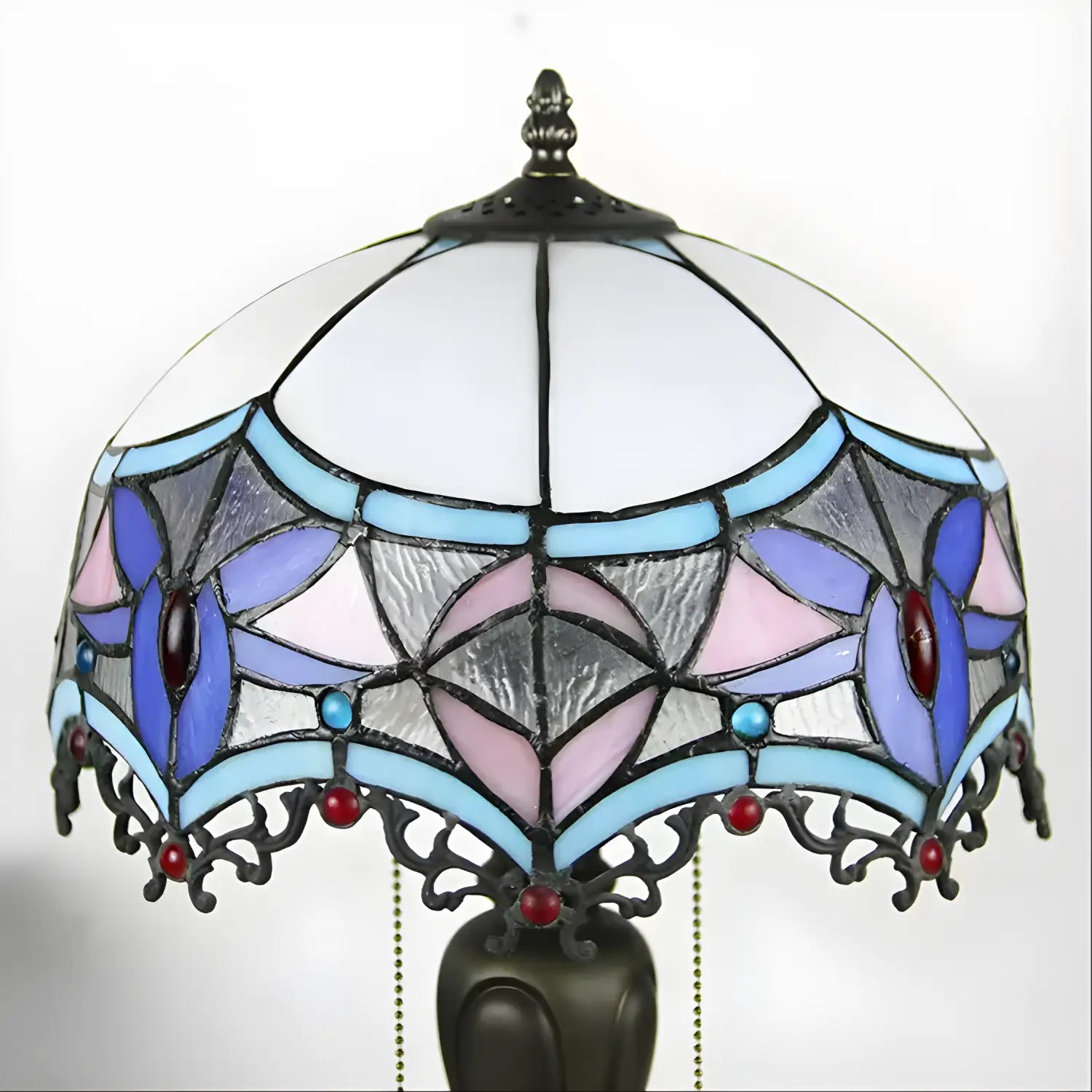 Baroque Style Tiffany Glass Tabletop Lamp - No Bulb - Table Lamp