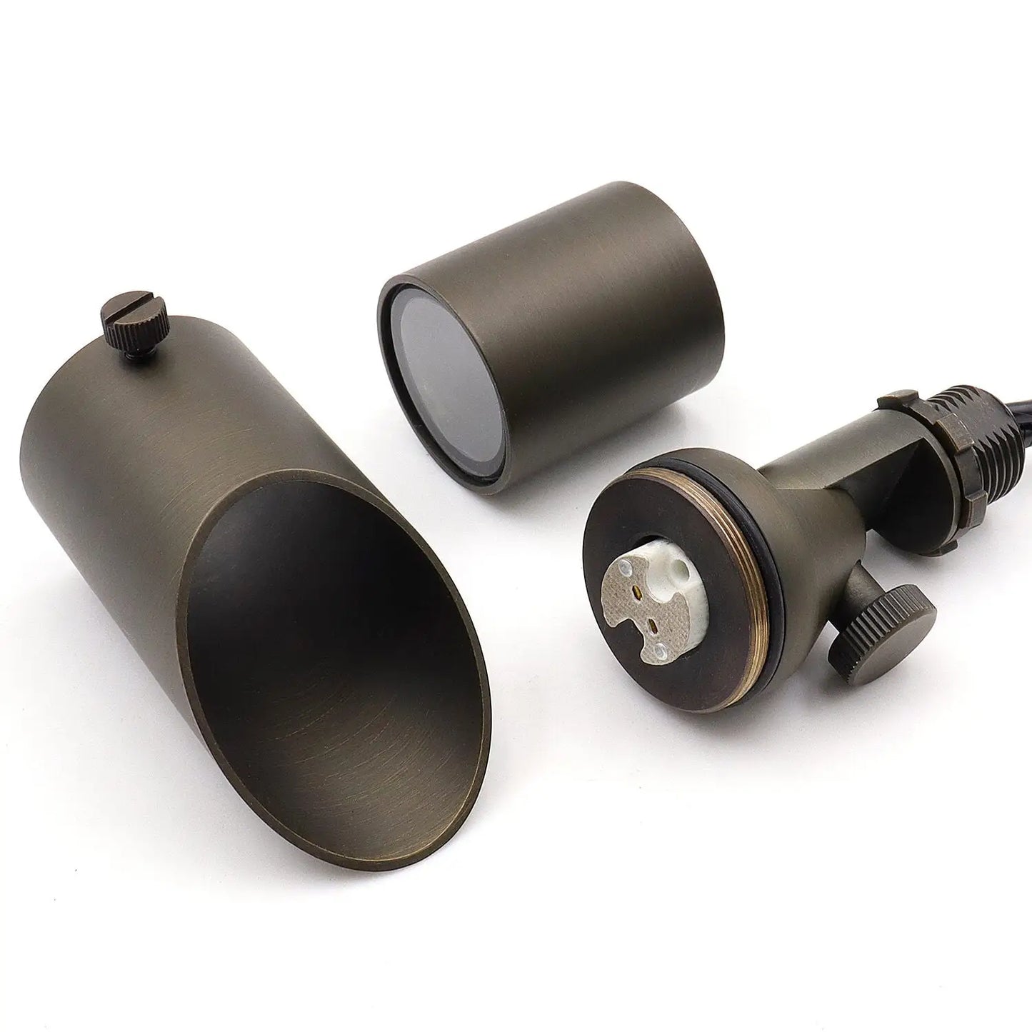 Brass Light Fixtures Outdoor with MR11 Adjustable Shroud and 72’’ Wire - Spot Light Fixture