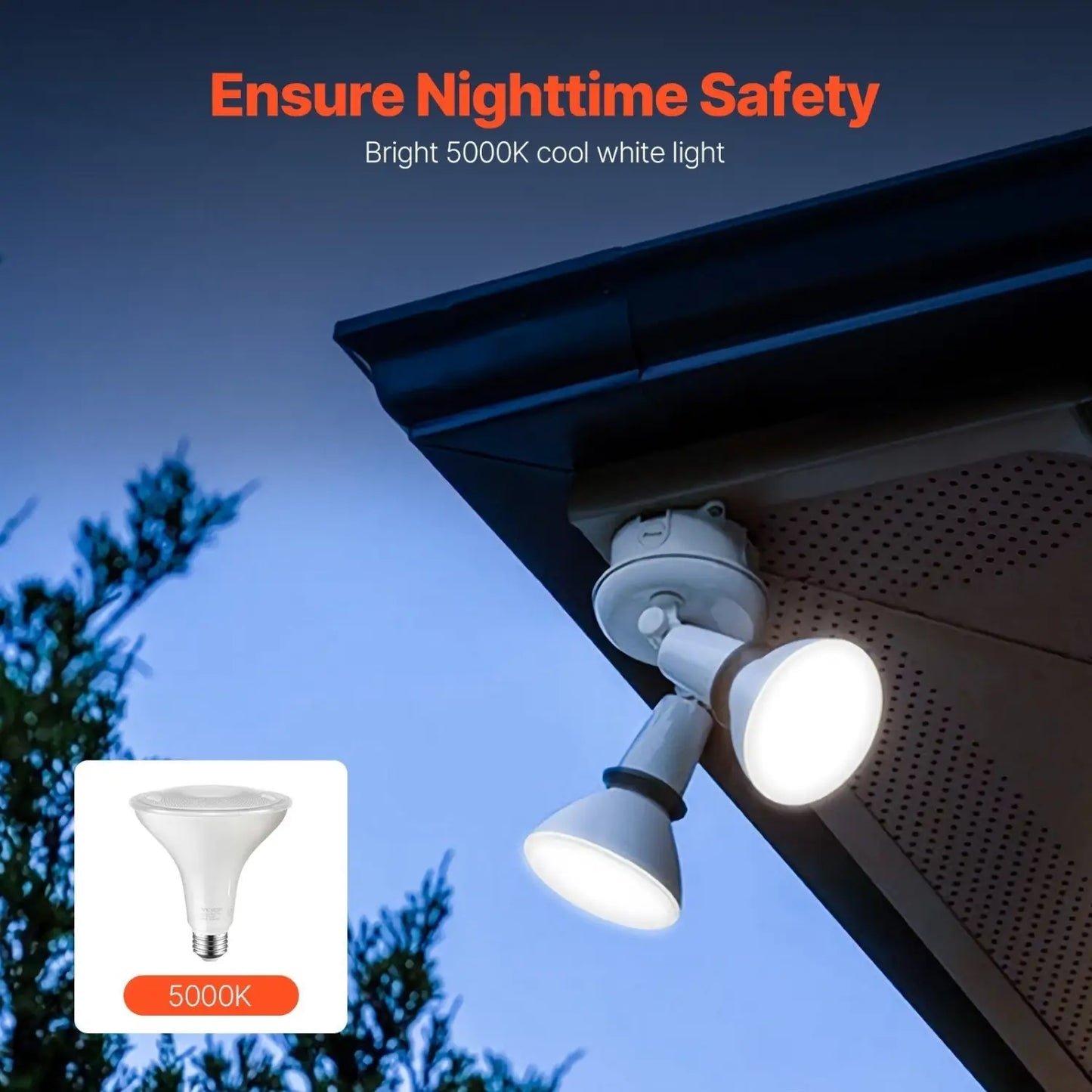 Bright 13W PAR38 Flood Light Bulb with E26 Base - White 6pcs - 12V Hanging Light