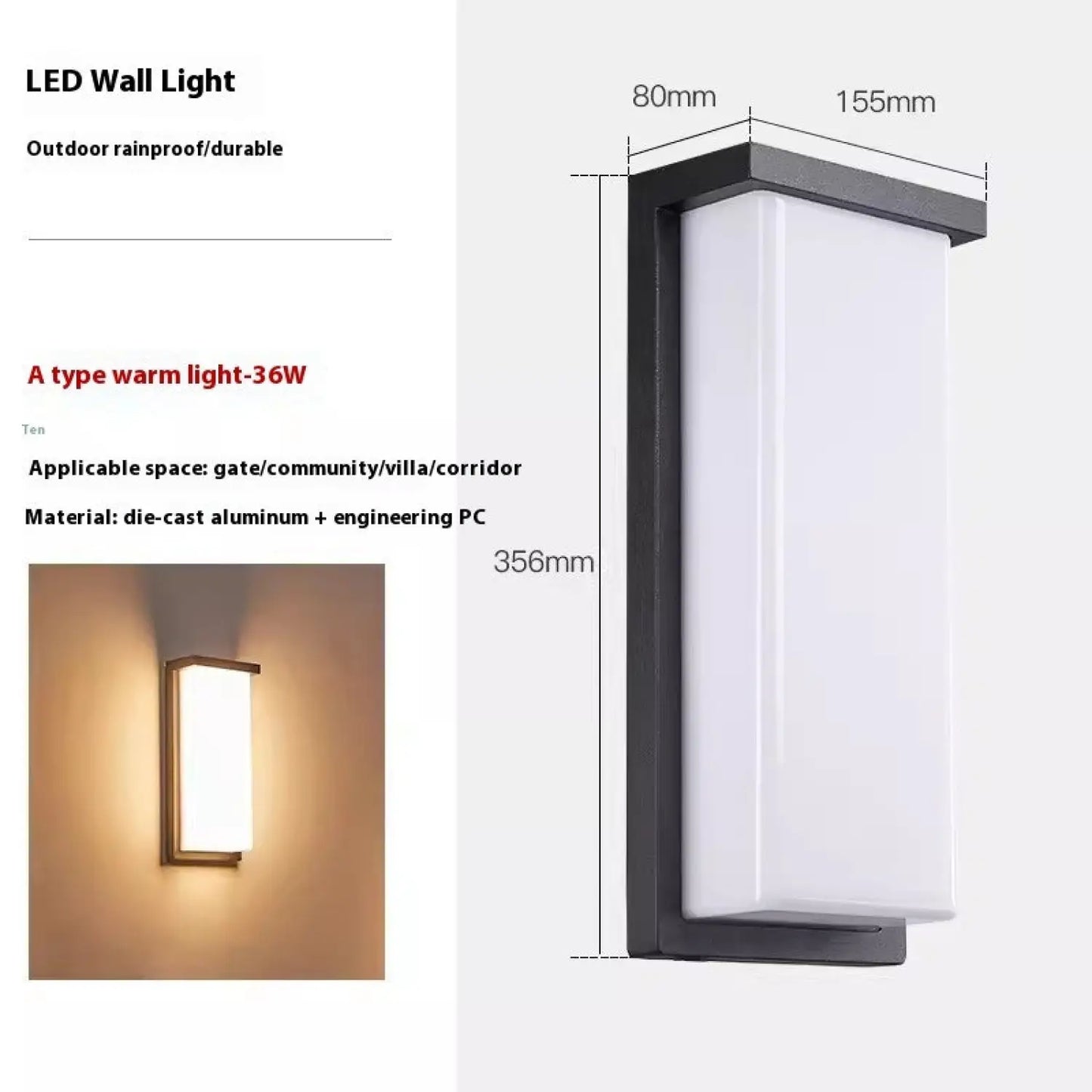 Bright Wall LED Light with 30 Beads in Warm White & White Options Warm White Light / A 36W 12V Hanging Light