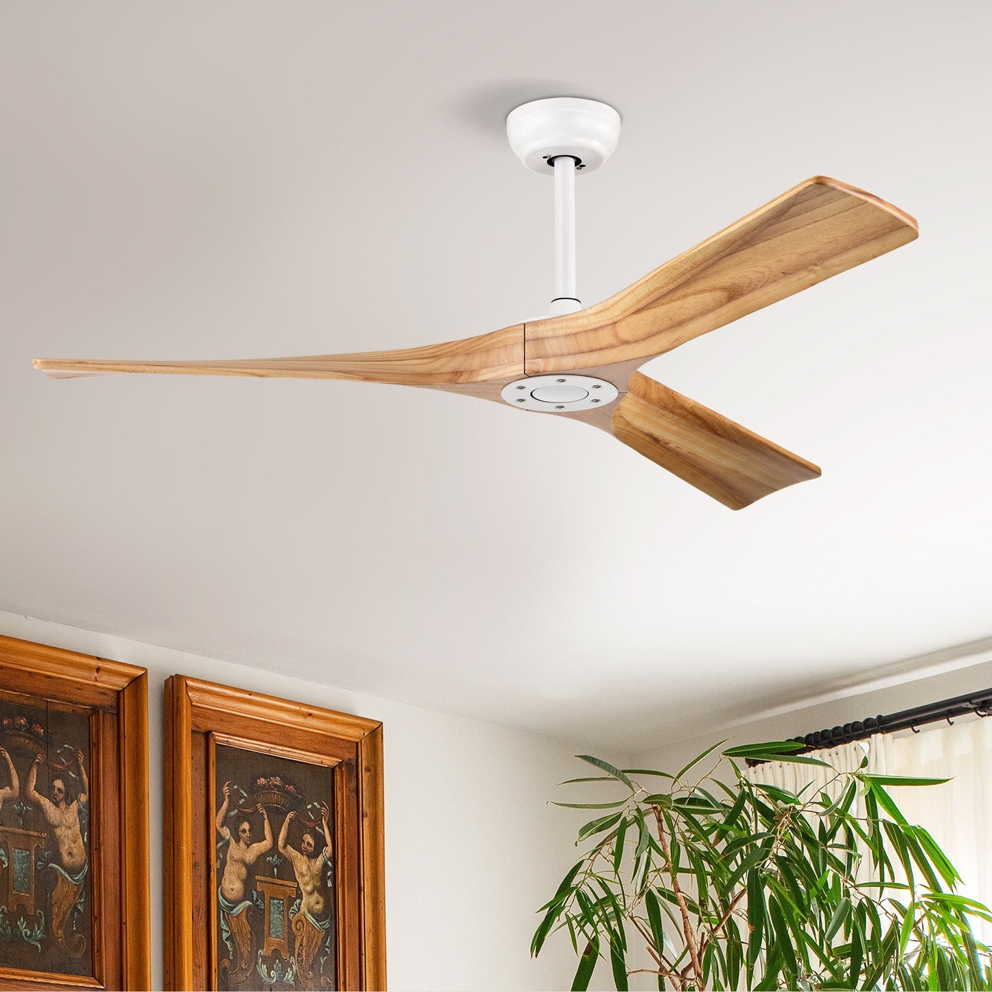 Ceiling Fan With Remote Control No Lights,Modern Reversible DC Motor Indoor 3 Blades Ceiling Fans For Patio Bedroom