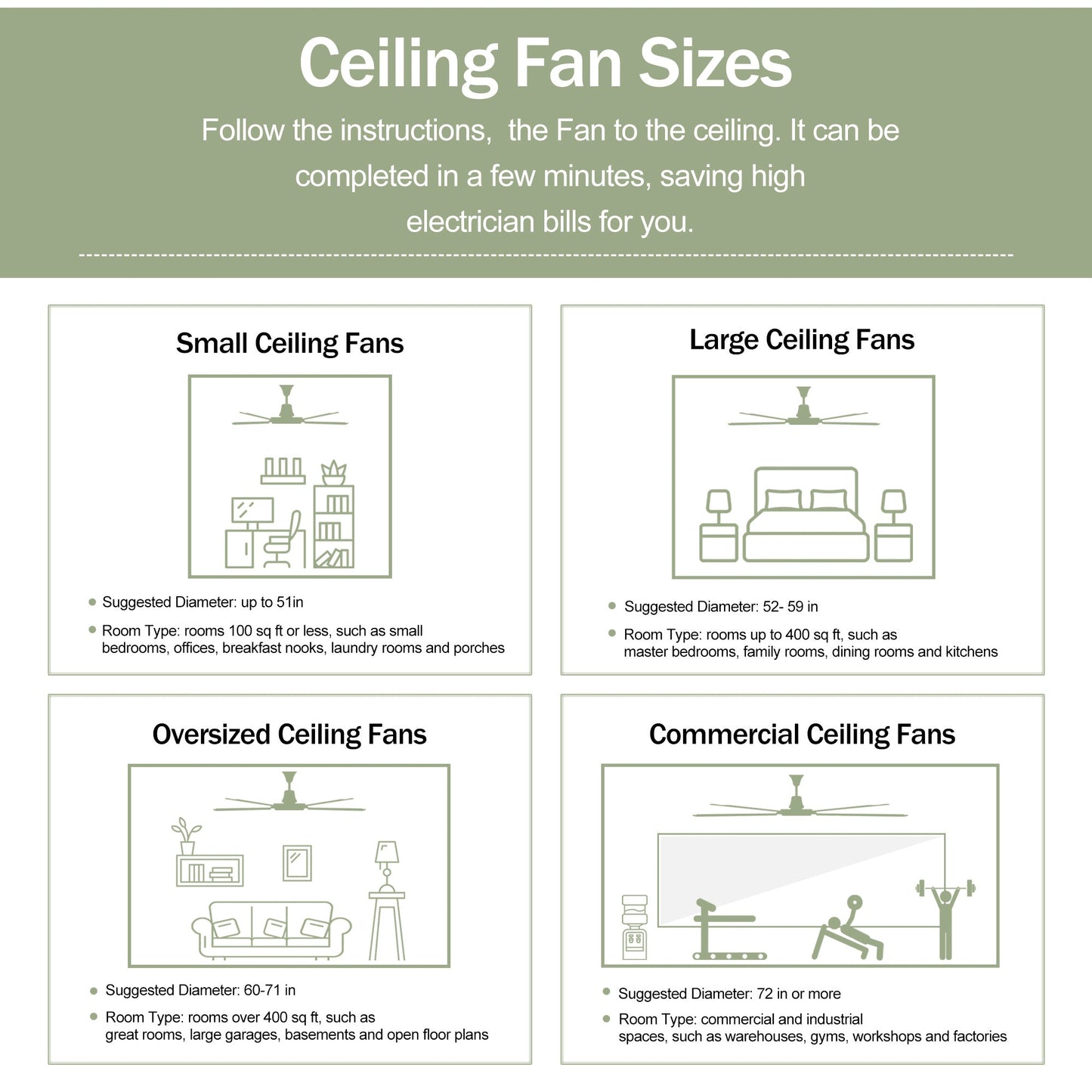Ceiling Fan With Remote Control No Lights,Modern Reversible DC Motor Indoor 3 Blades Ceiling Fans For Patio Bedroom