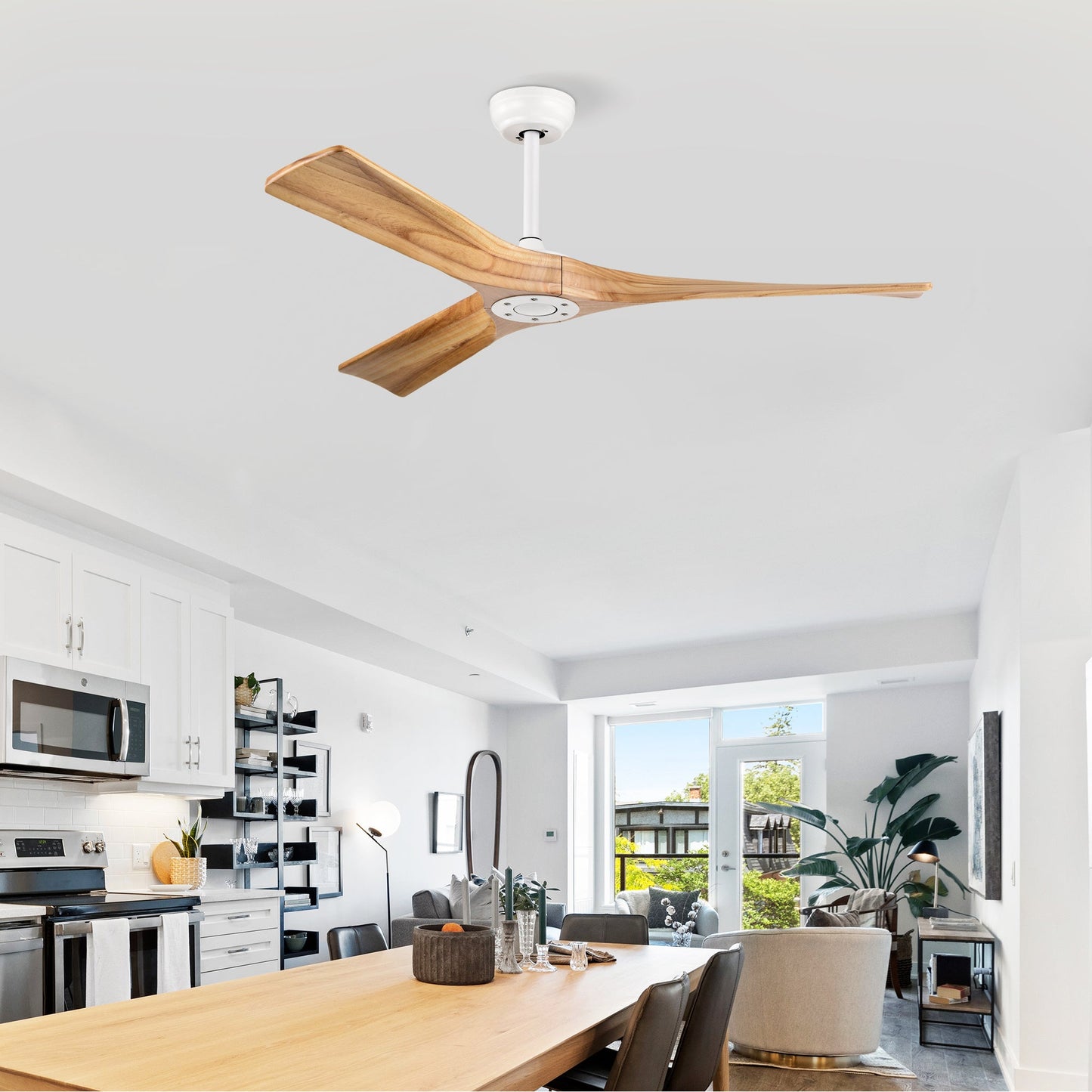 Ceiling Fan With Remote Control No Lights,Modern Reversible DC Motor Indoor 3 Blades Ceiling Fans For Patio Bedroom