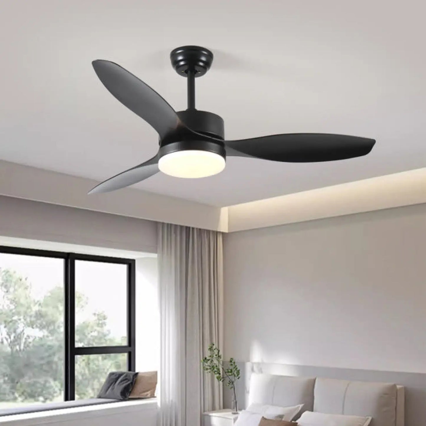 Ceiling Fans Modern with Light Reversible Motor and ABS Blades - Black - Ceiling Fan