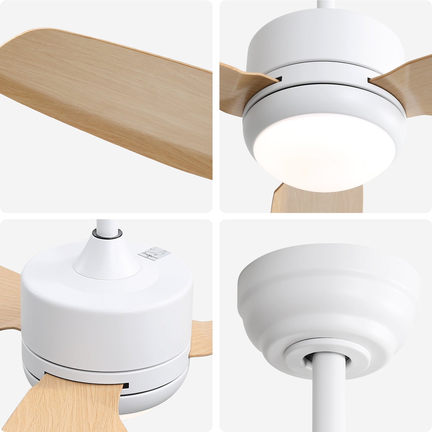 Ceiling Fans with Light with Reversible DC Motor and Adjustable Speed - White - Ceiling Fan