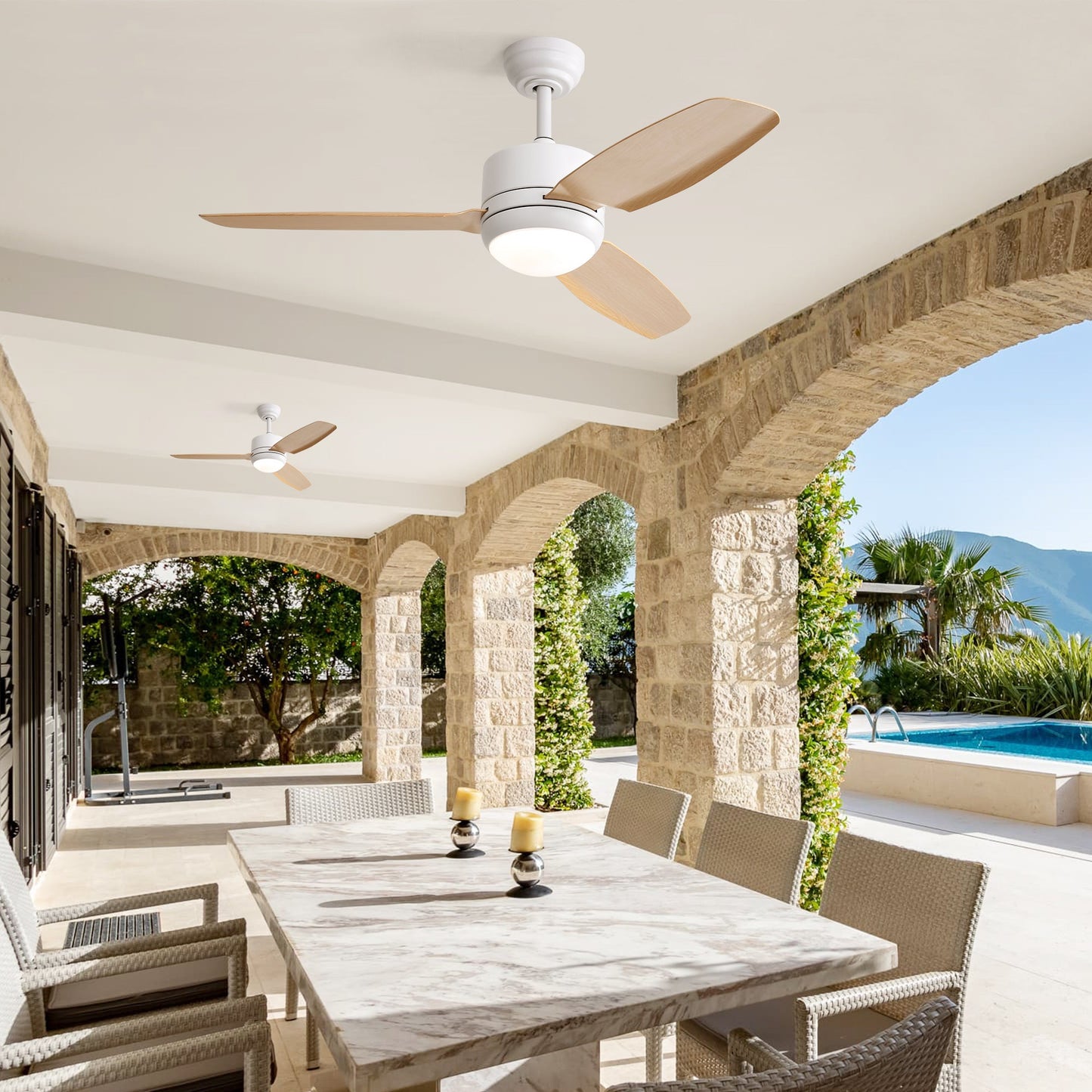 Ceiling Fans with Light with Reversible DC Motor and Adjustable Speed - White - Ceiling Fan