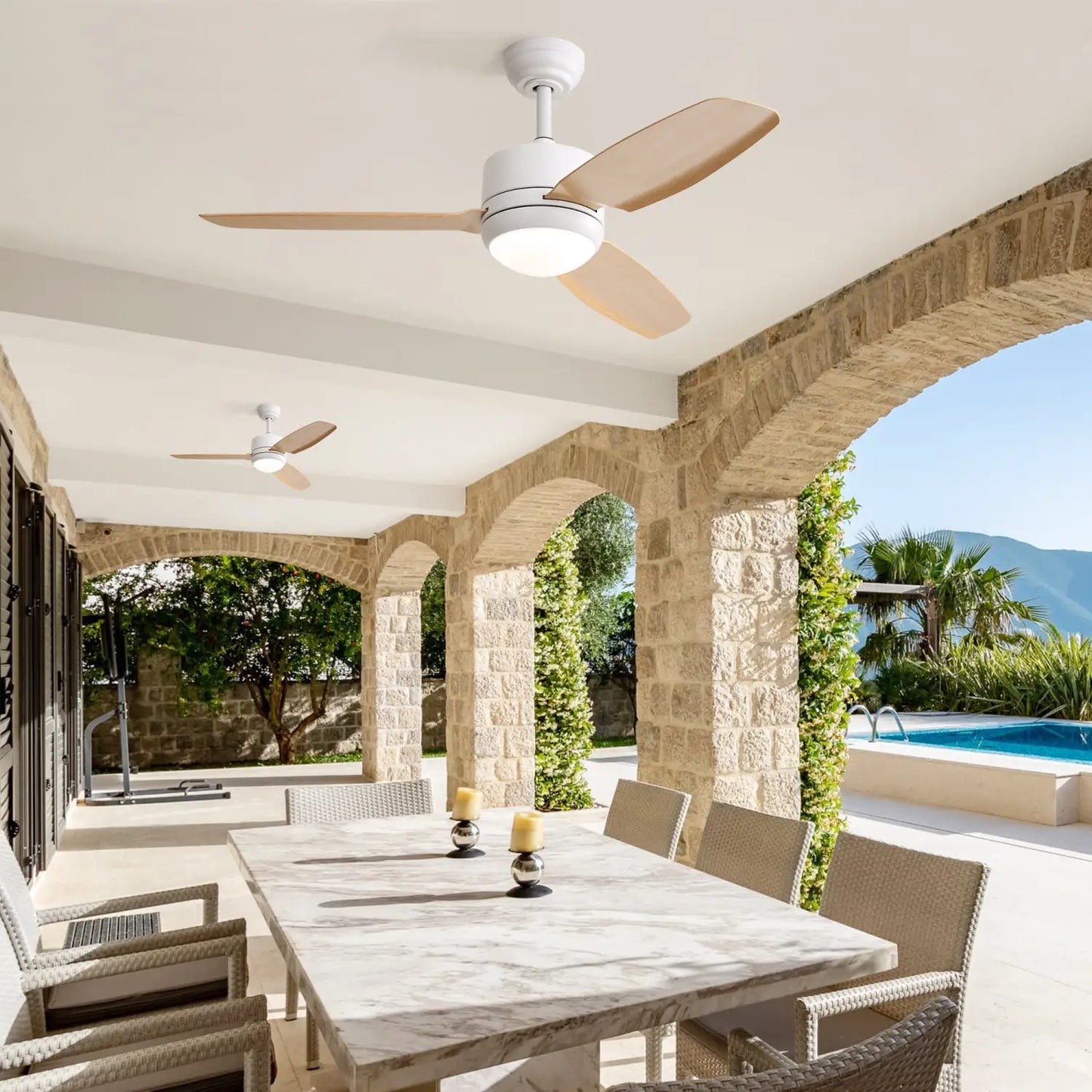 Ceiling Fans with Light with Reversible DC Motor and Adjustable Speed - White - Ceiling Fan
