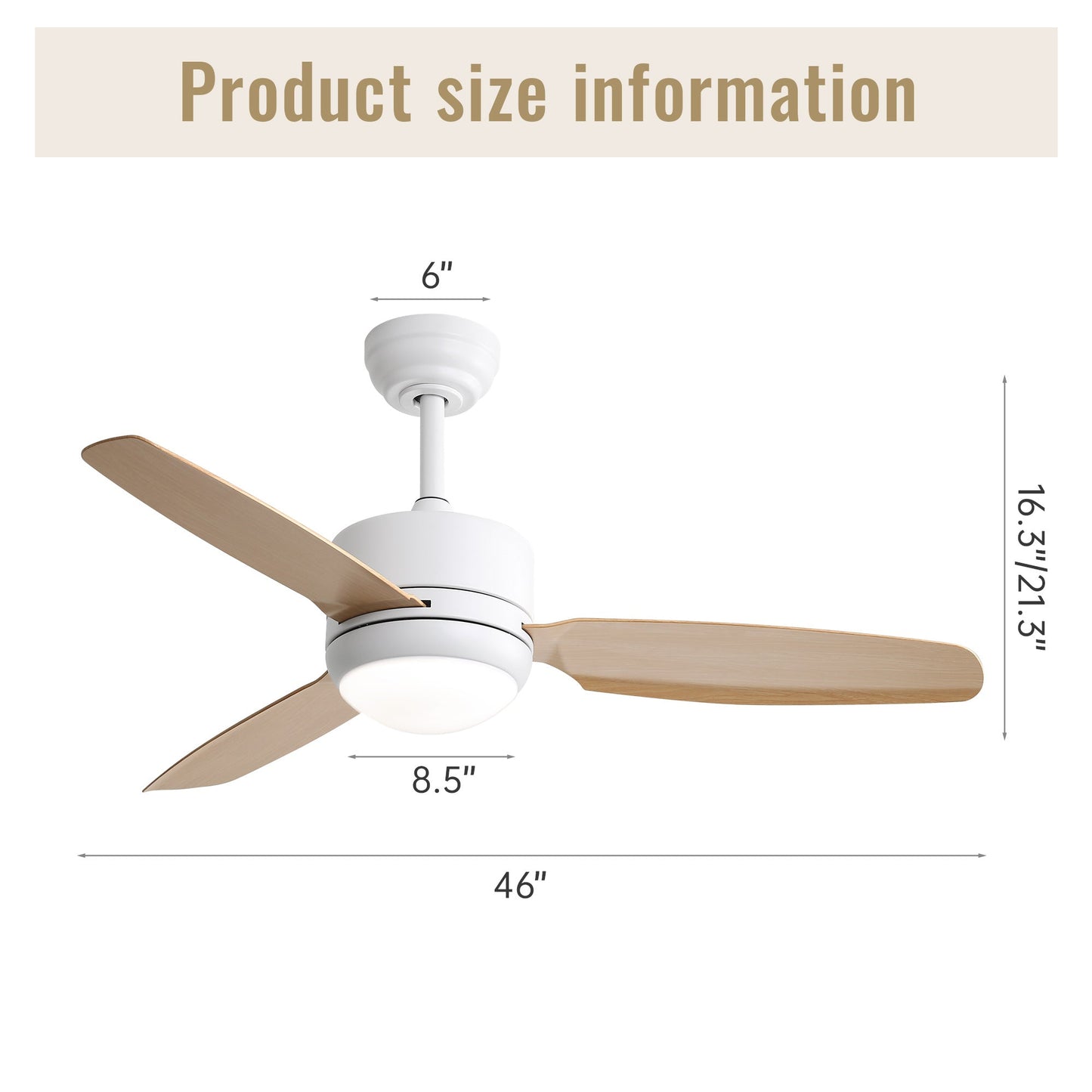 Ceiling Fans with Light with Reversible DC Motor and Adjustable Speed - White - Ceiling Fan