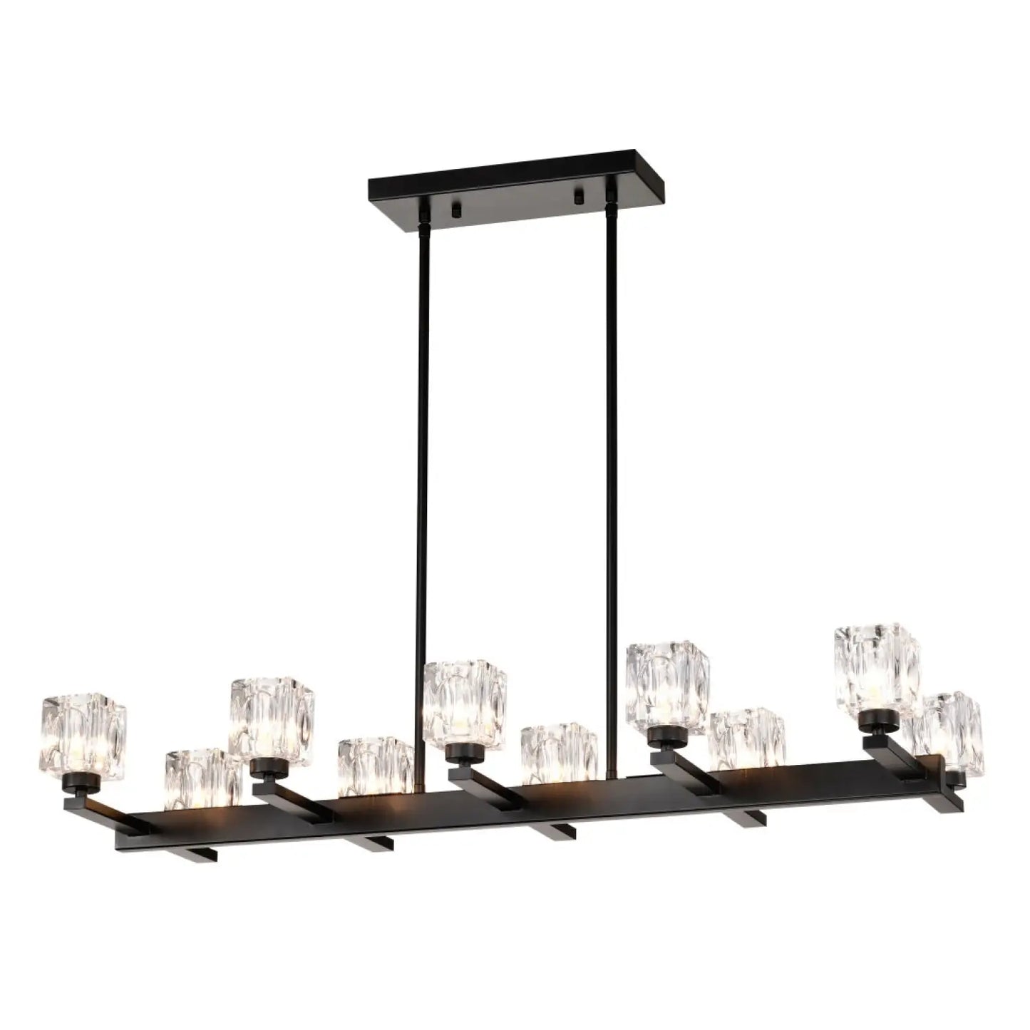 Chandelier Lights for Living Room with Modern Black Crystal & 10 Light Fixture Matte Black 12V Hanging Light