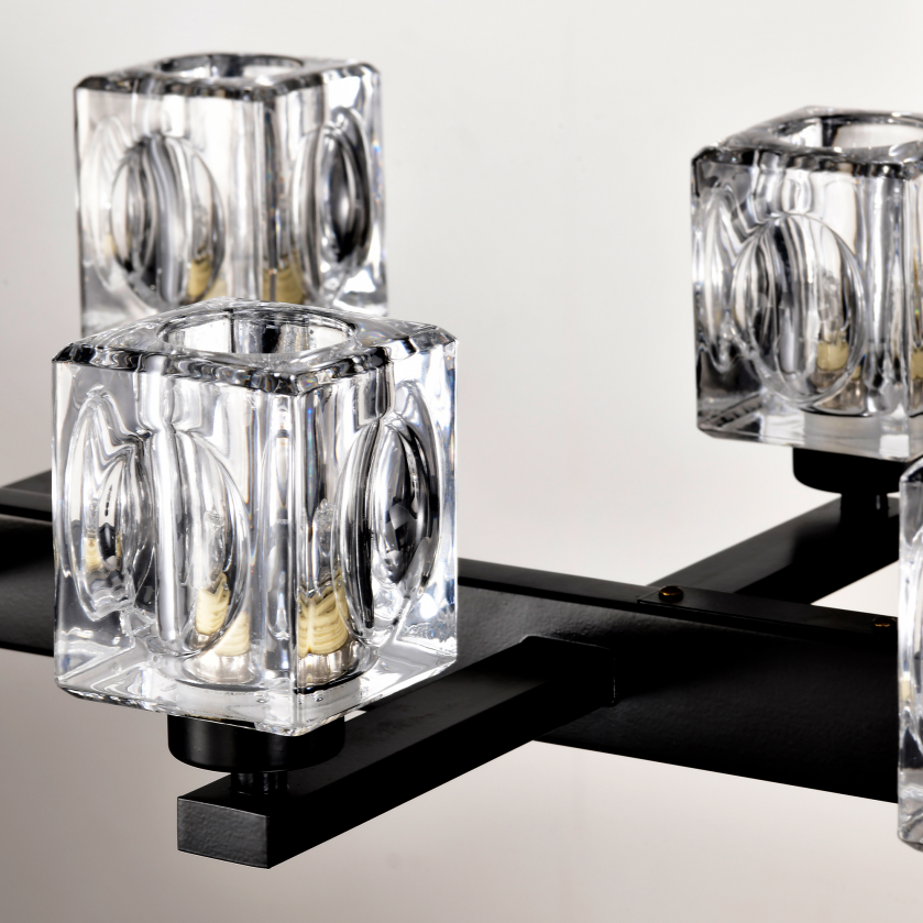 Chandelier Lights for Living Room with Modern Crystal Design & 10 Light Fixture Matte Black 12V Hanging Light