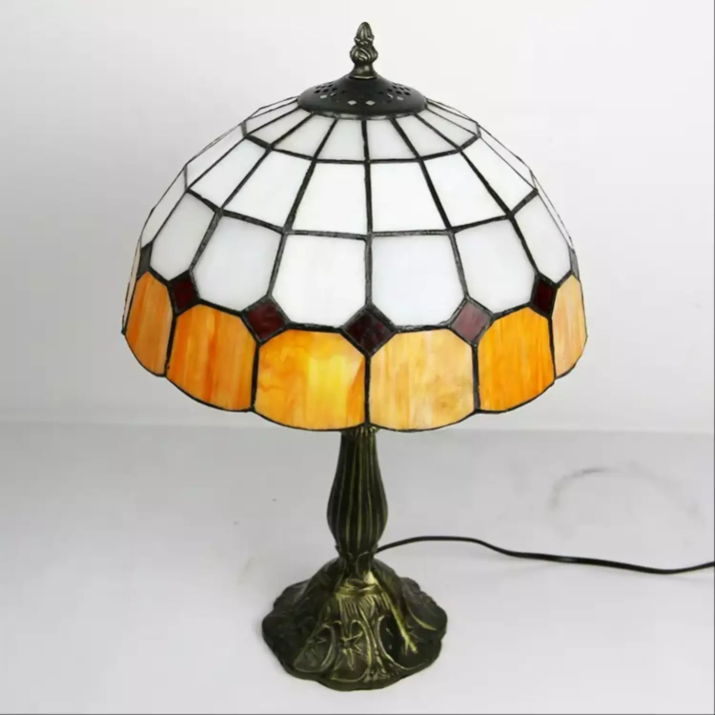 Check Pattern Tiffany Glass Tabletop Lamp - No Bulb - Table Lamp