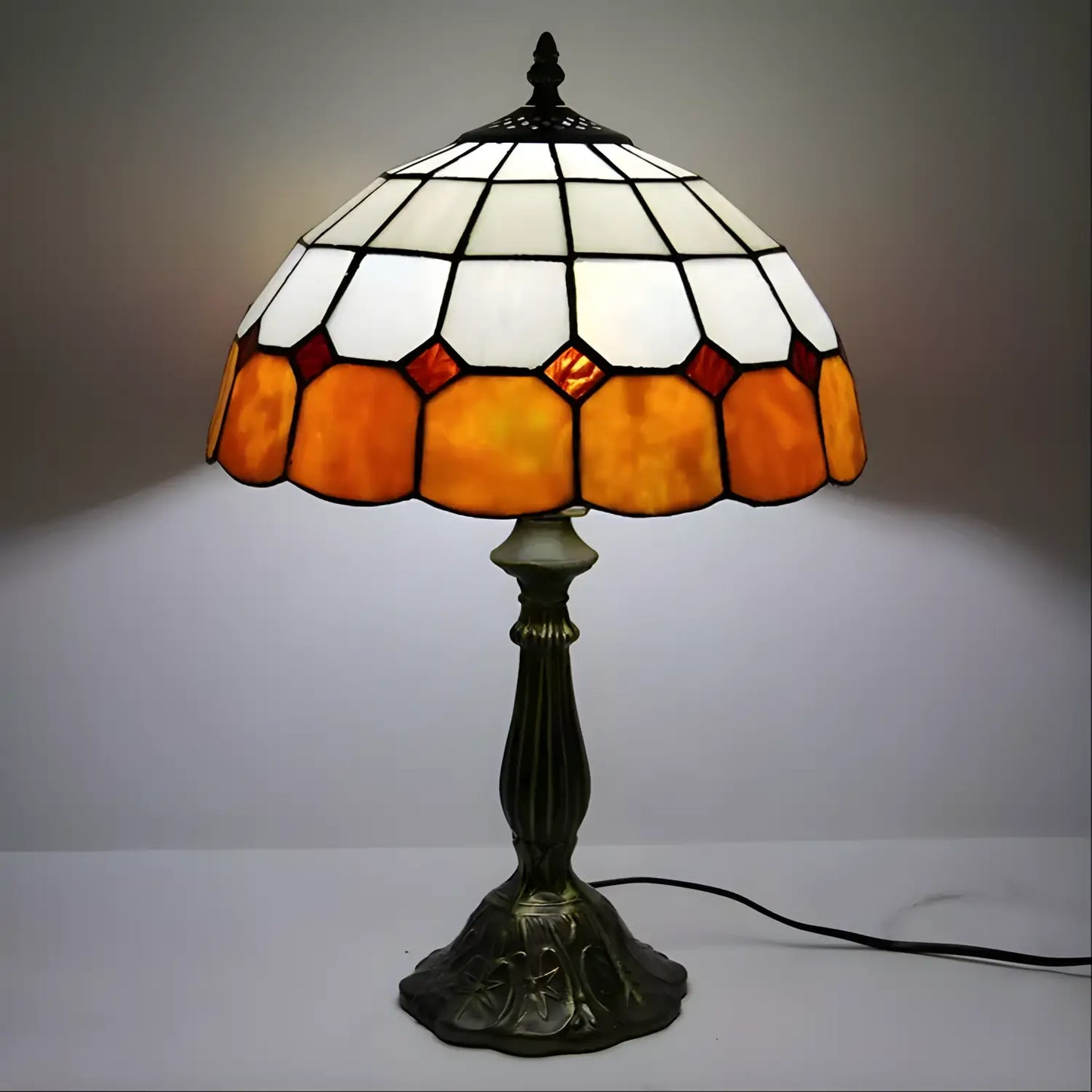 Check Pattern Tiffany Glass Tabletop Lamp - No Bulb - Table Lamp