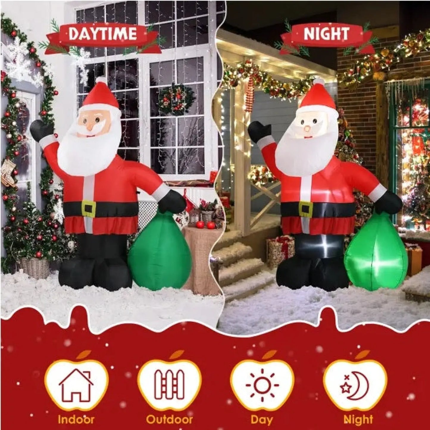 Christmas Inflatable Santa Lights with LED for Indoor & Outdoor - As picture - 12V Hanging Light