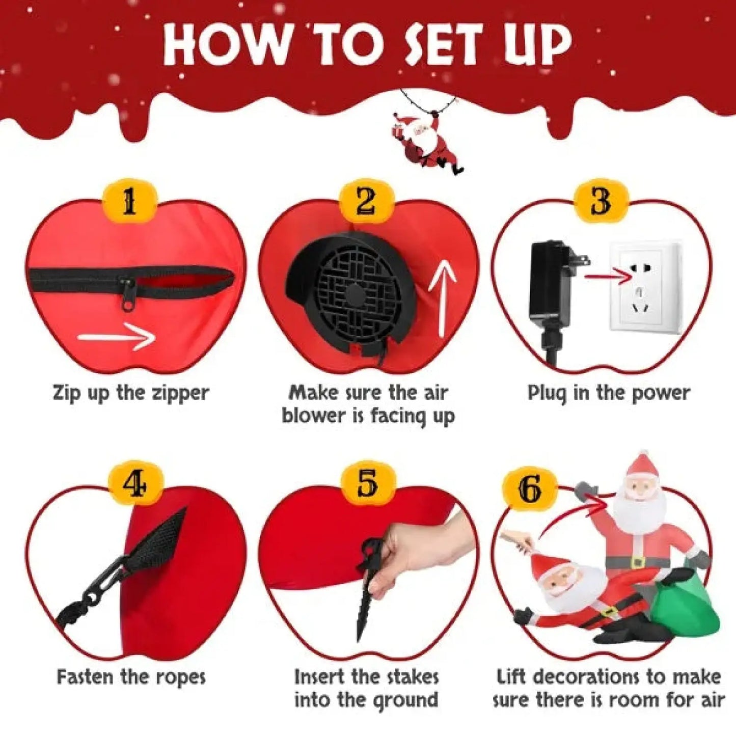 Christmas Inflatable Santa Lights with LED for Indoor & Outdoor - As picture - 12V Hanging Light