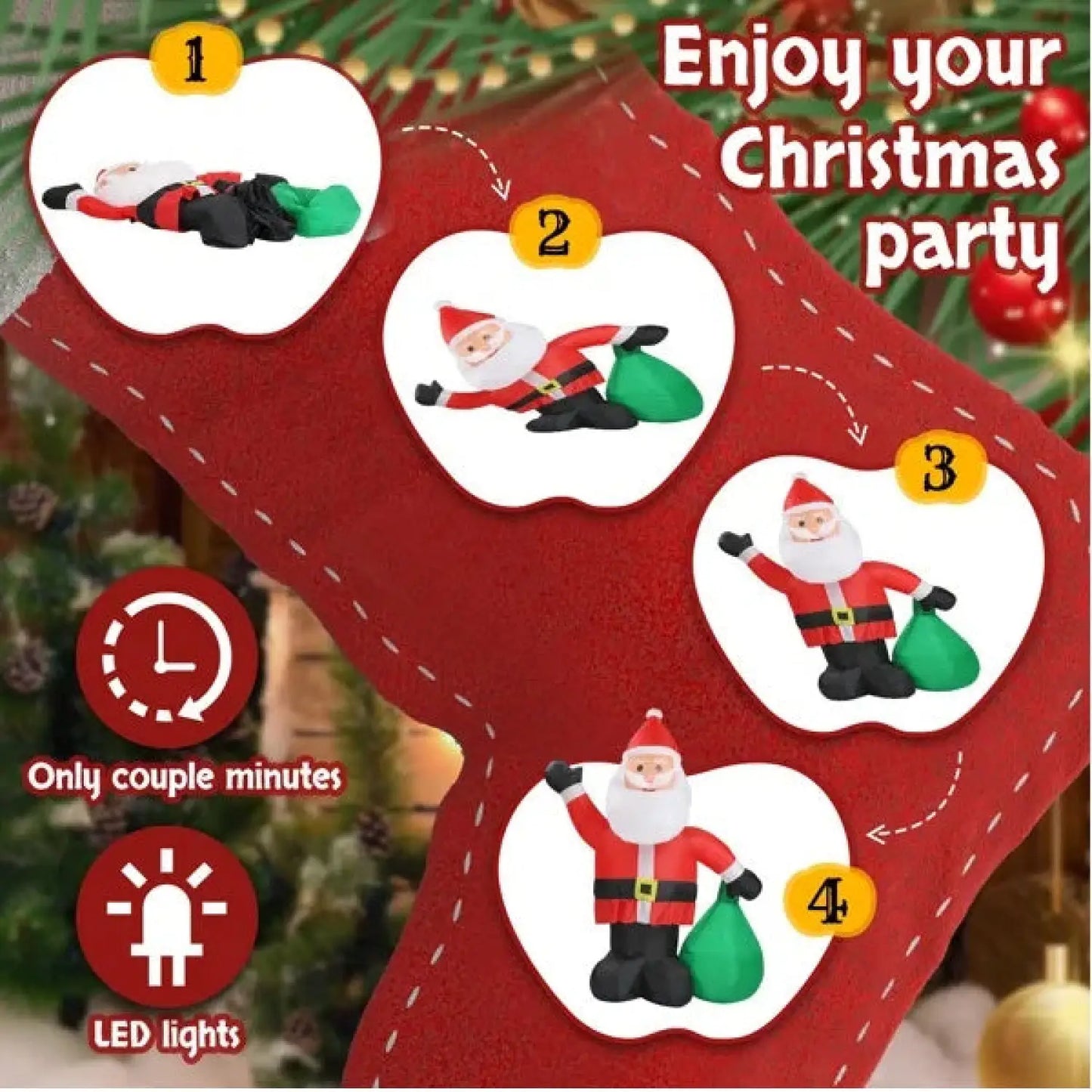 Christmas Inflatable Santa Lights with LED for Indoor & Outdoor - As picture - 12V Hanging Light