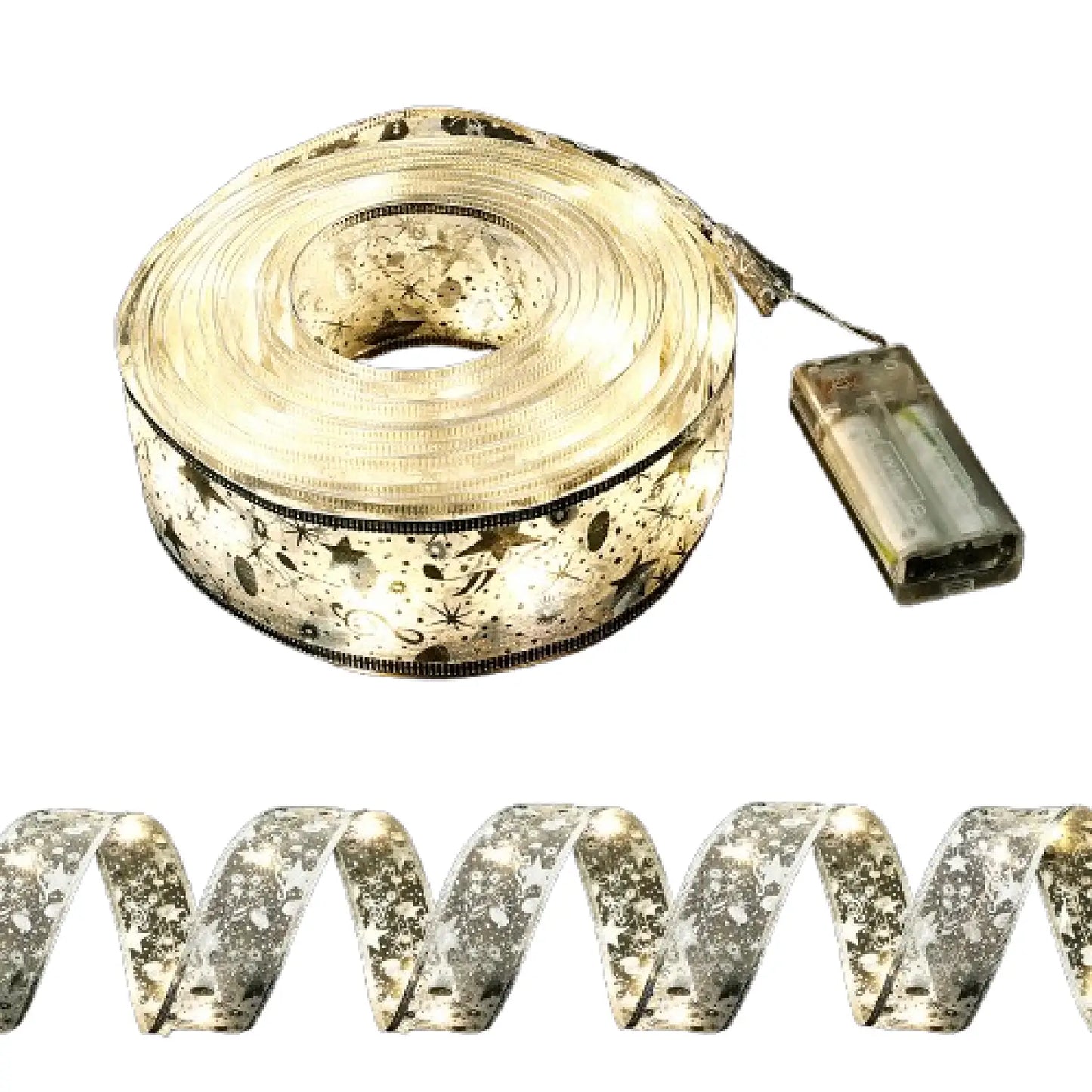 Fairy Lights String Christmas Ribbon Bow Tie - Warm Silver / 1M - 12V Hanging Light