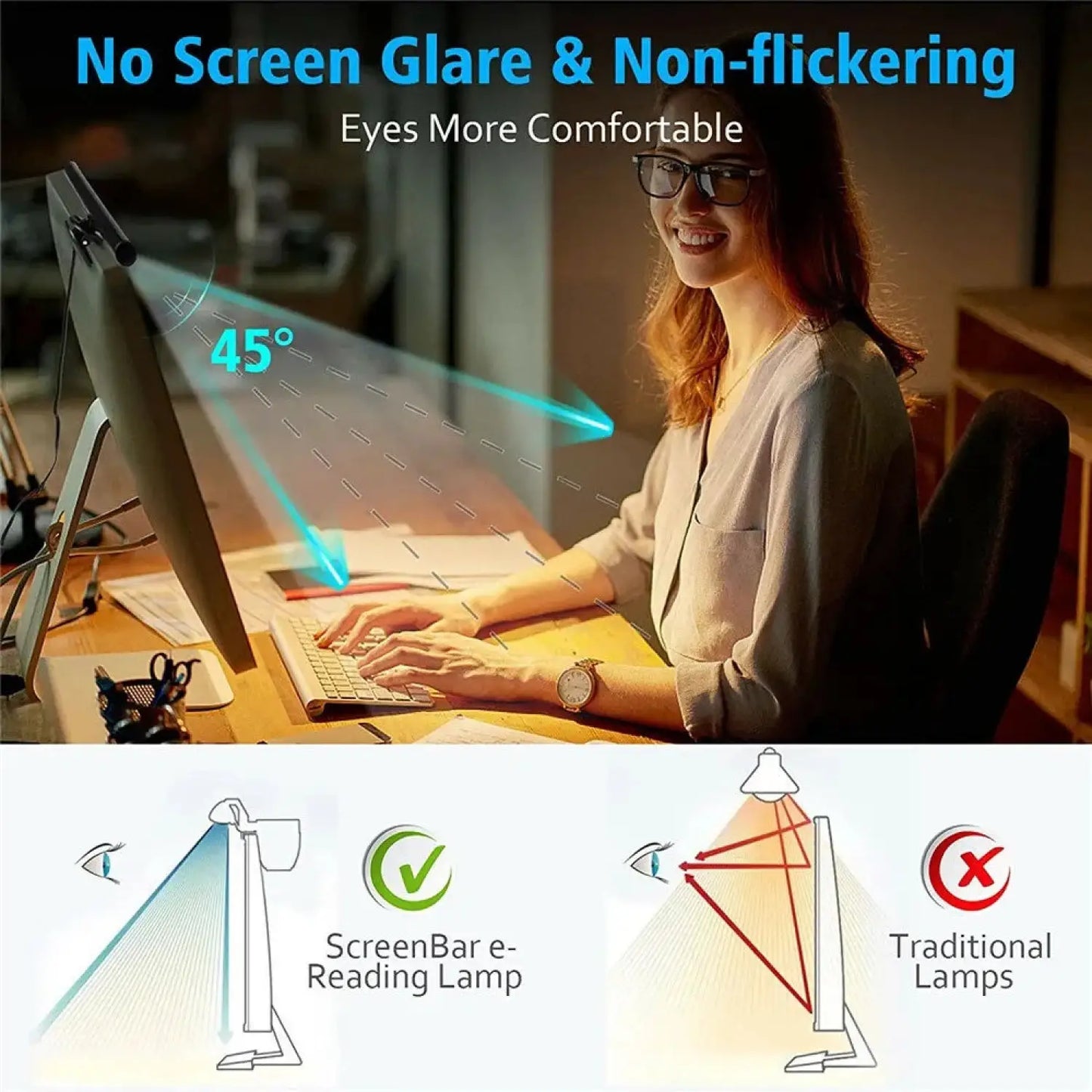 Clip-On Monitor Light Bar with USB Powered and 3 Color Modes - Black - Light Fixture