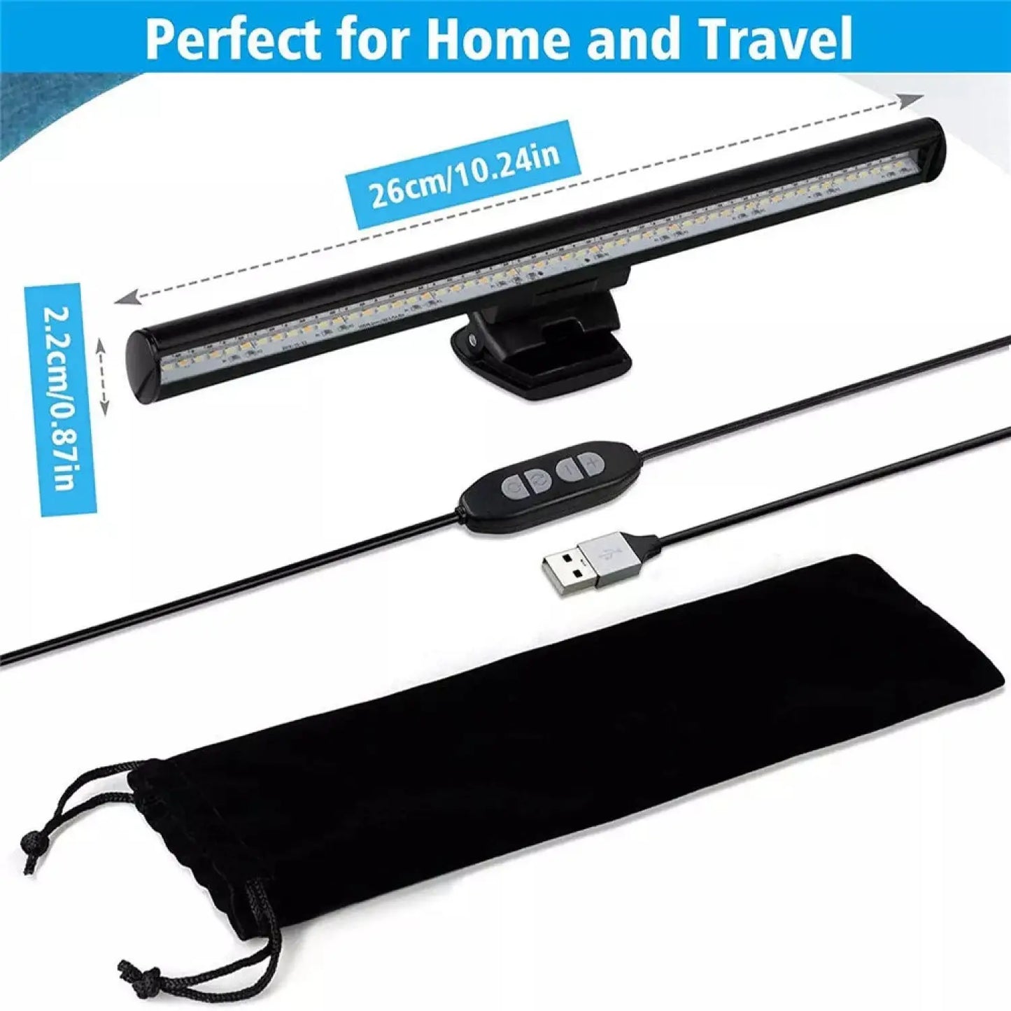 Clip-On Monitor Light Bar with USB Powered and 3 Color Modes - Black - Light Fixture
