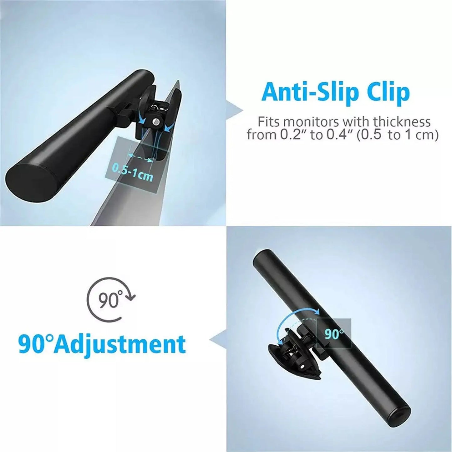 Clip-On Monitor Light Bar with USB Powered and 3 Color Modes - Black - Light Fixture