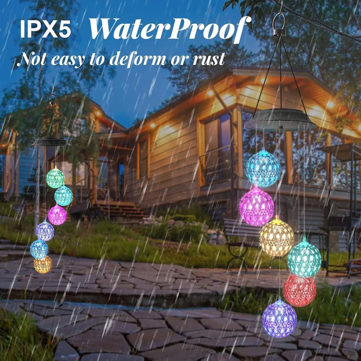 Color Changing Solar Wind Chimes – LED Hanging Light for Garden Patio and Yard Decor - 1PC - Solar Light