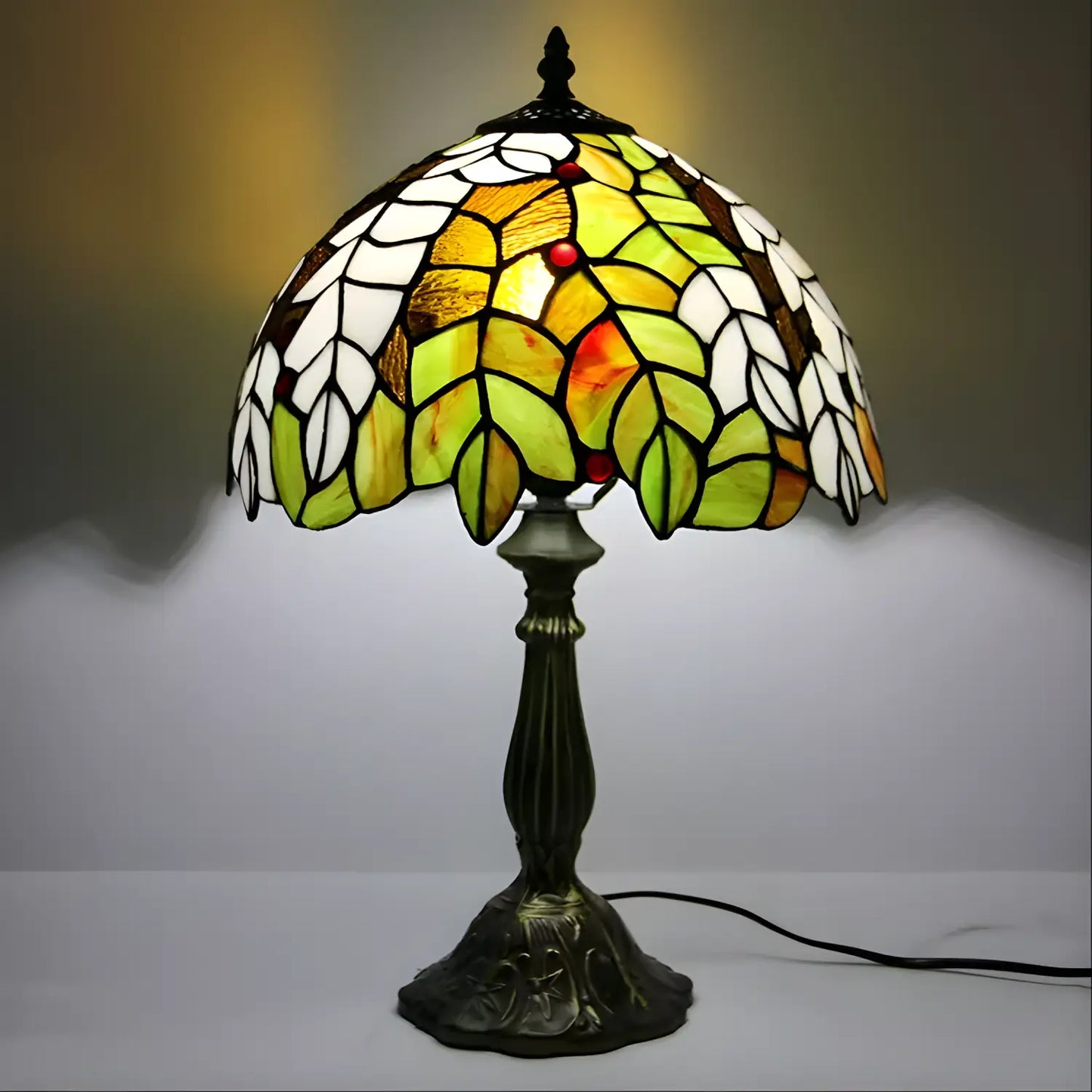 Colorful Grape Tiffany Glass Tabletop Lamp - No Bulb - Table Lamp