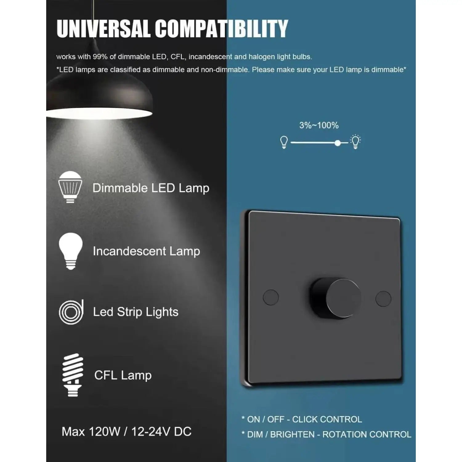 Compact Dimmer Switch for LED – Ideal for Yacht and RV Lighting - Dimmer Switch