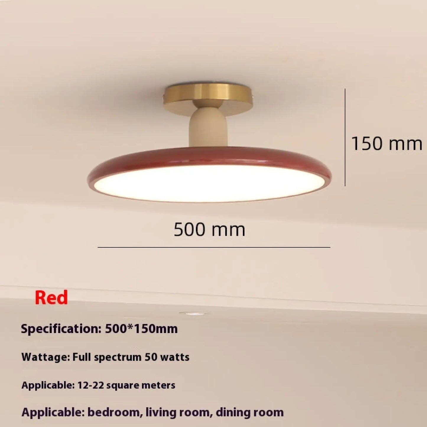 Cream Ceiling Light for Bedroom with Full Spectrum Lighting - 12V Hanging Light