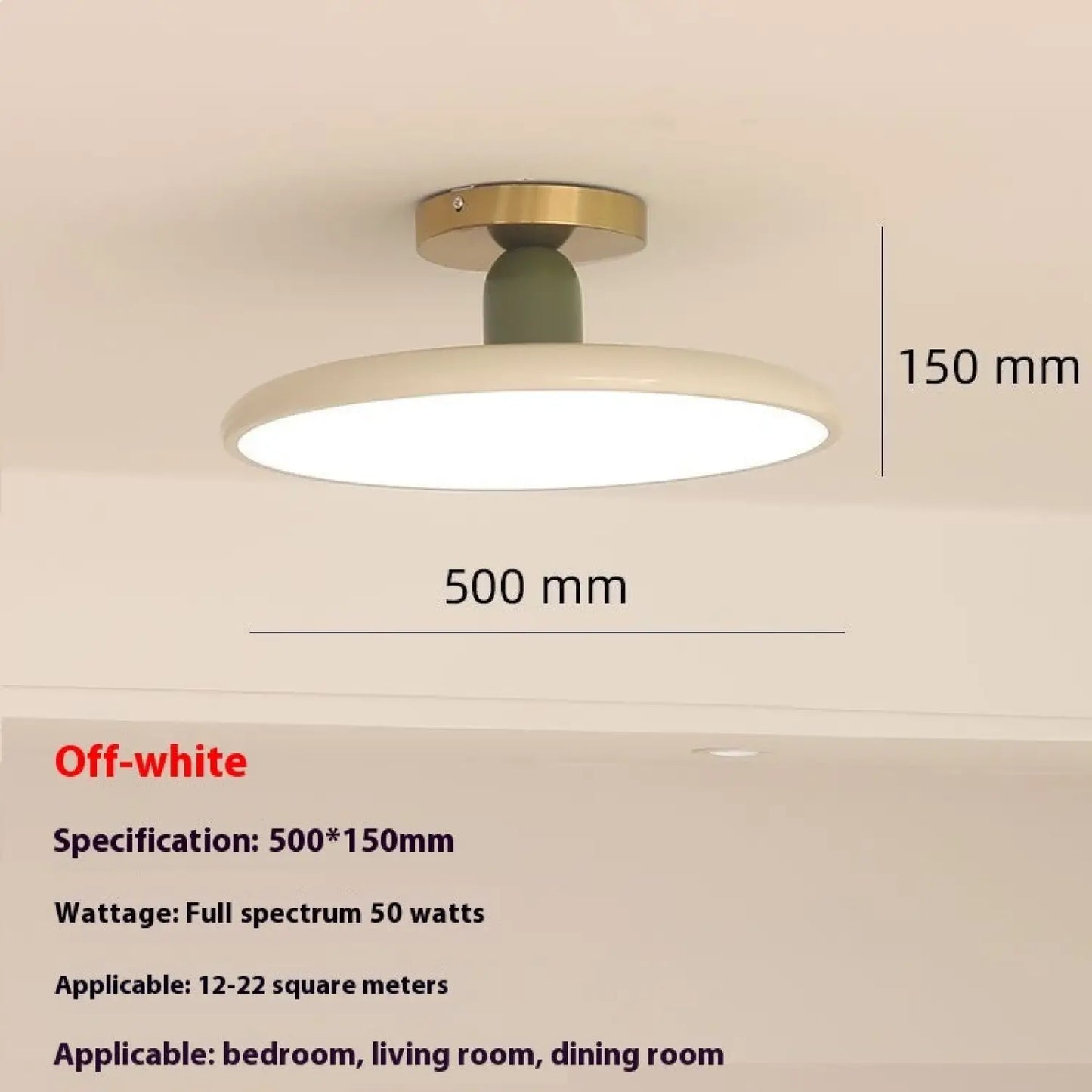 Cream Ceiling Light for Bedroom with Full Spectrum Lighting - 12V Hanging Light
