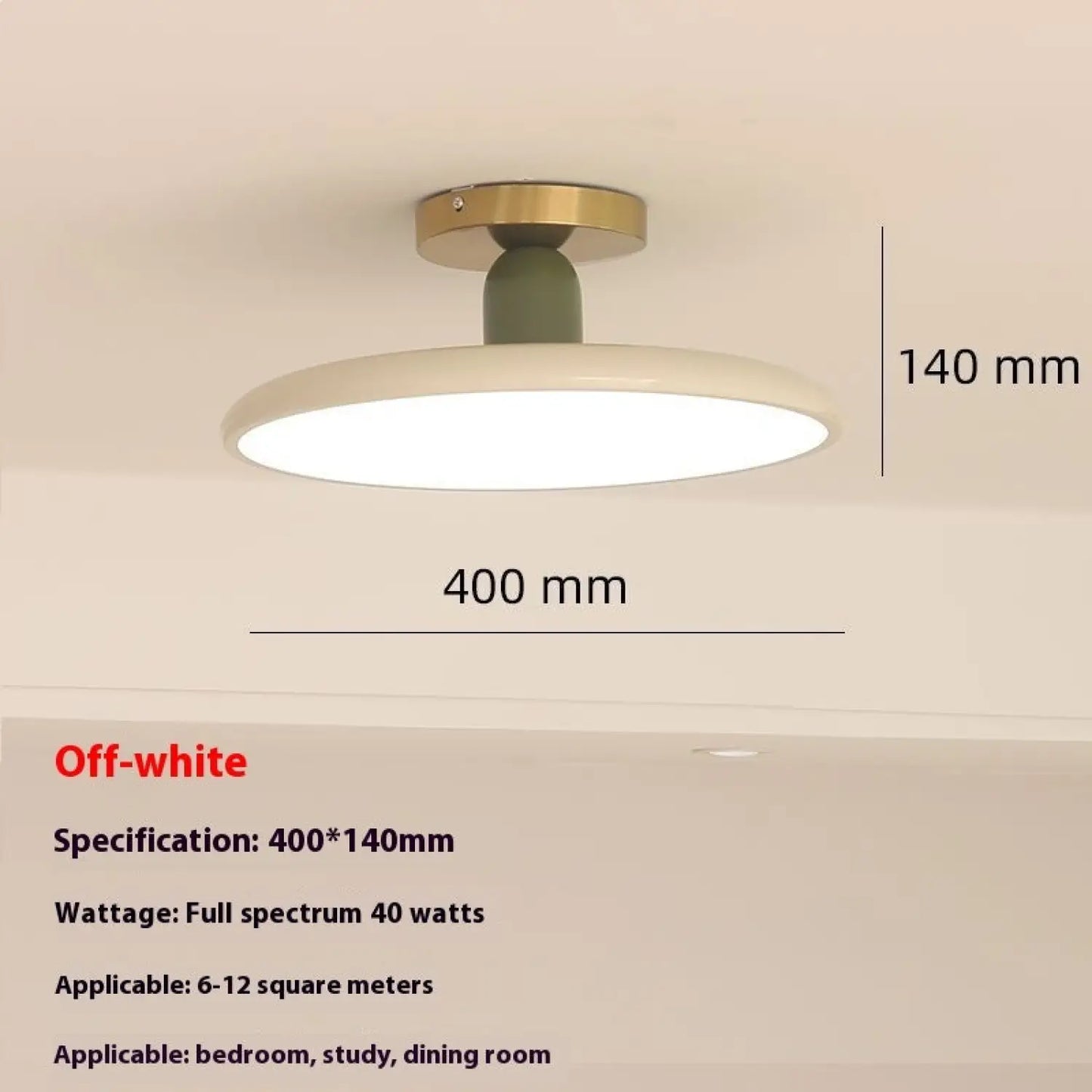Cream Ceiling Light for Bedroom with Full Spectrum Lighting - 12V Hanging Light