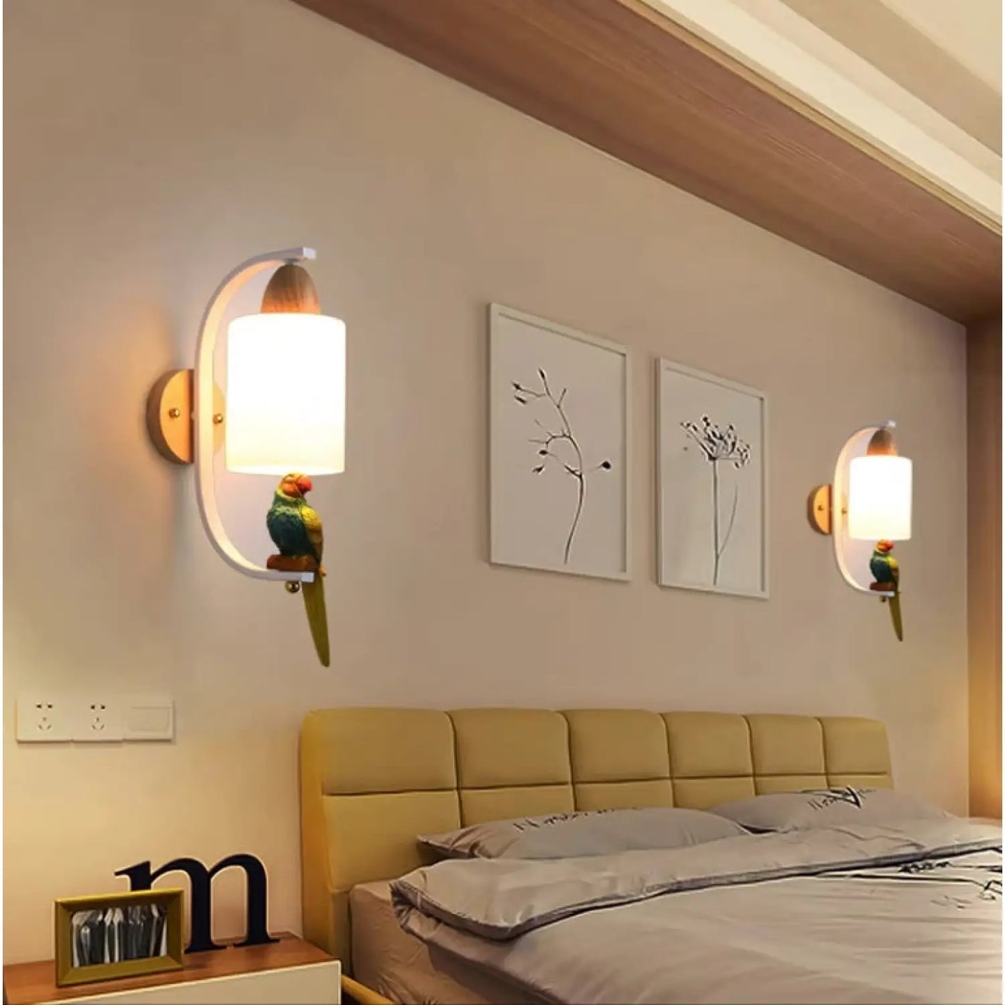 Creative Bird Lamp with Solid Wood Design for Aisle & Living Room - Wall Mount Fixture